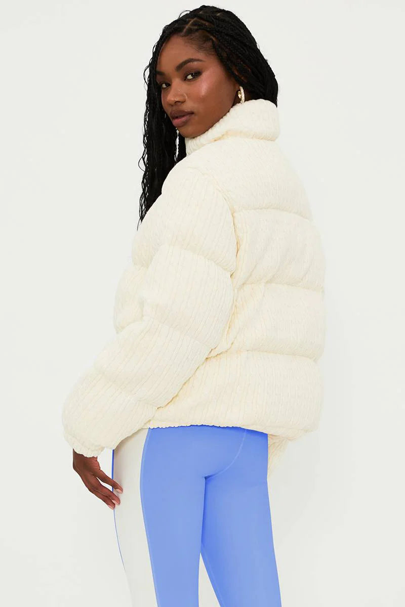 Textured cotton puffer jacket in white