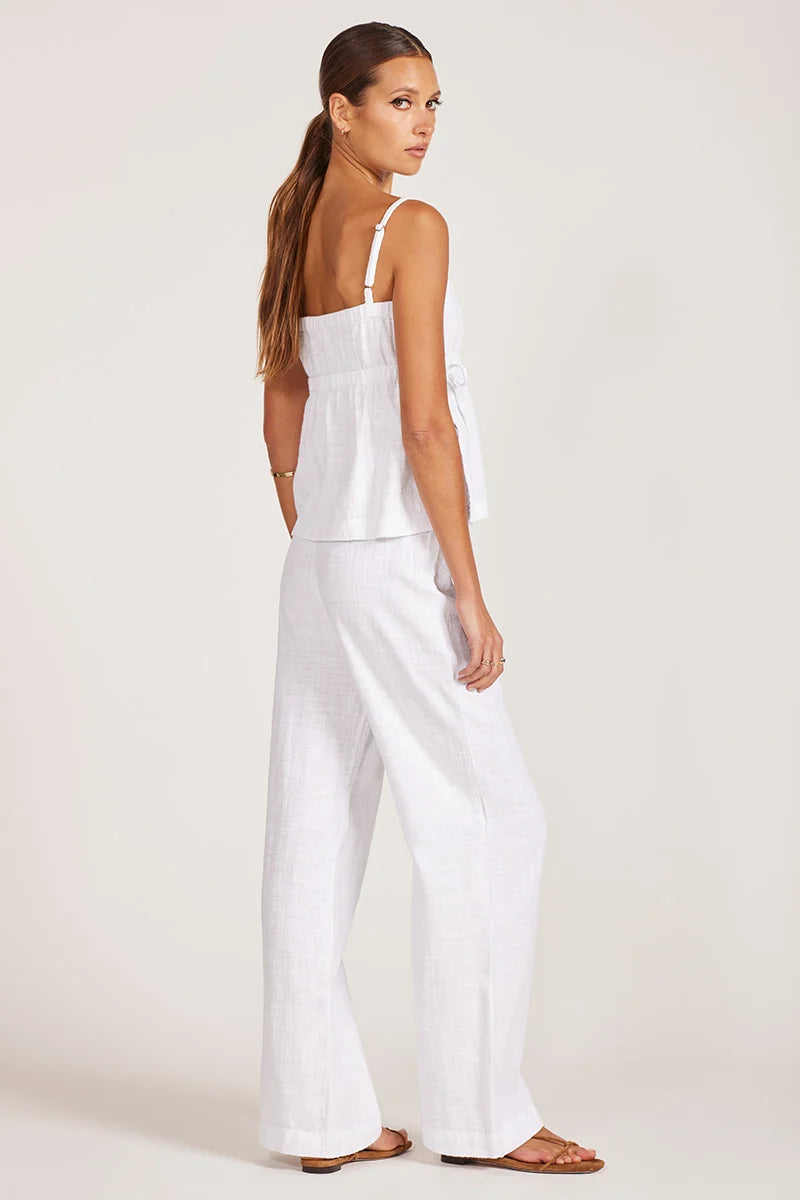 Cotton tank with ties on the side in white