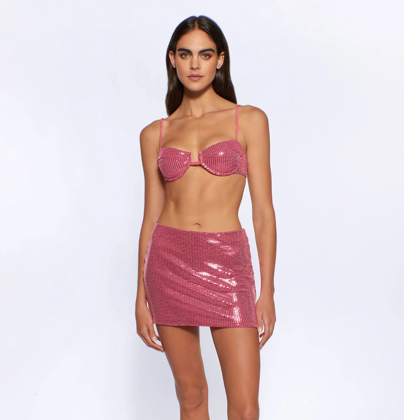 Sequin miniskirt in pink
