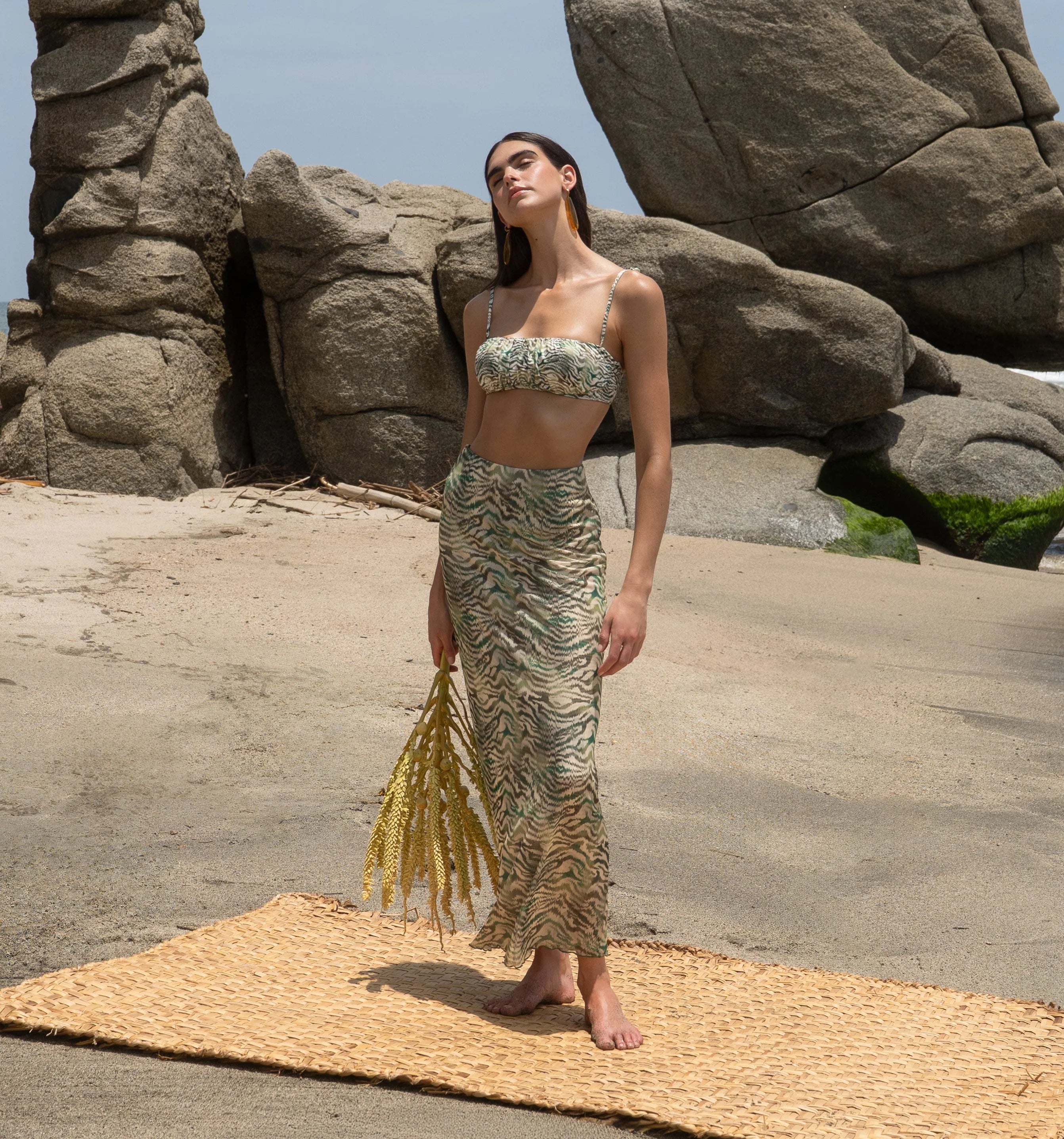 Sheer multicolor print coverup skirt