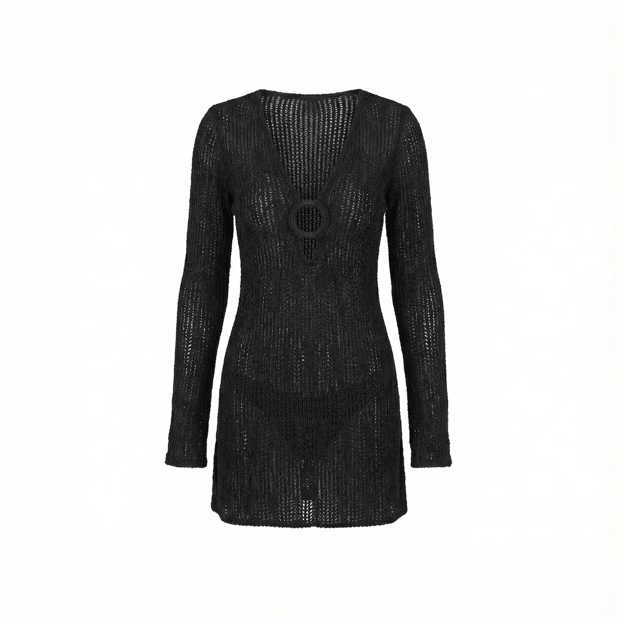 Black v-neck tunic dress