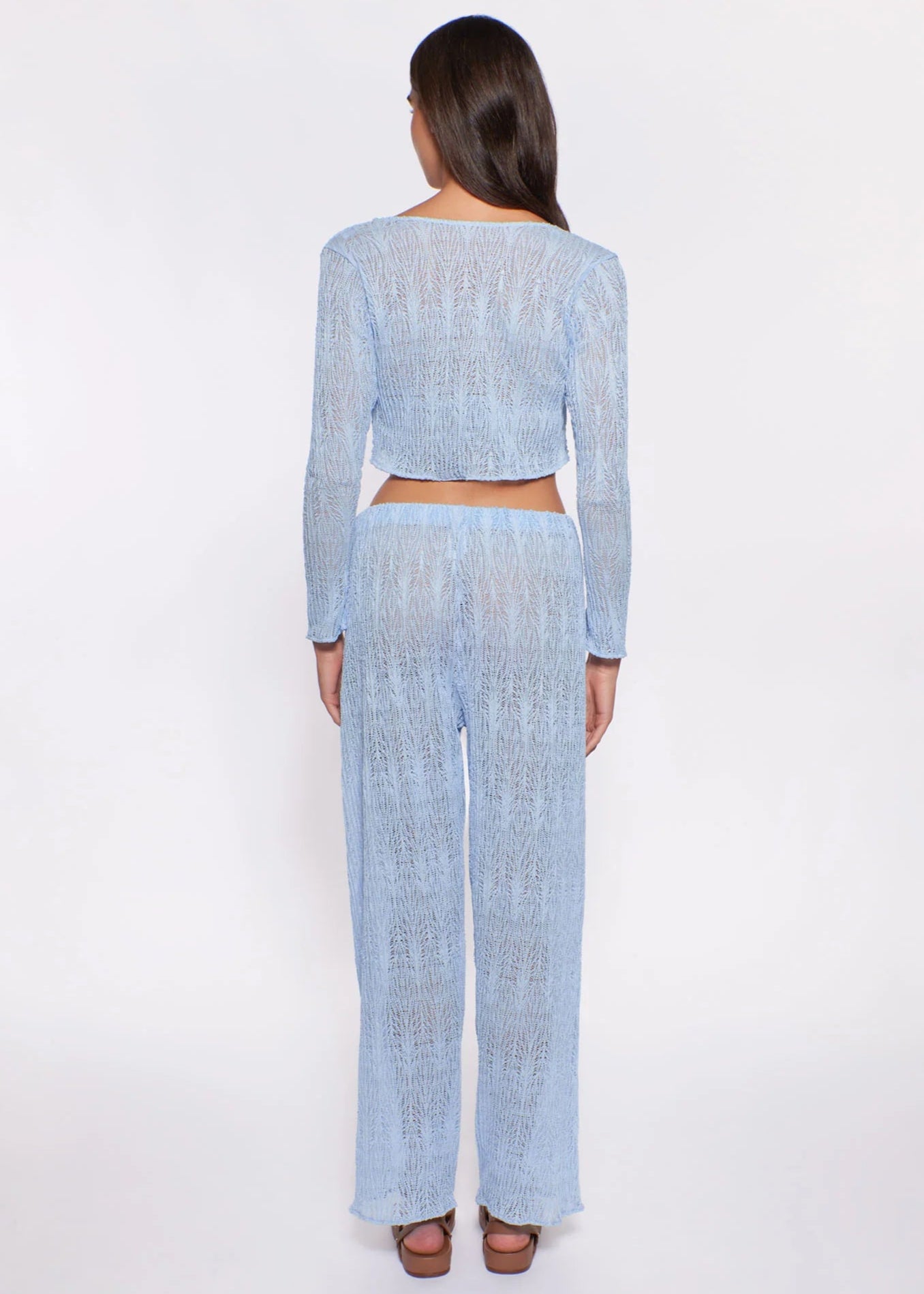 Sheer cotton coverup pants in light blue