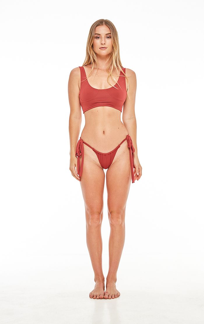 Sporty Dark Red Scoop Neck Top