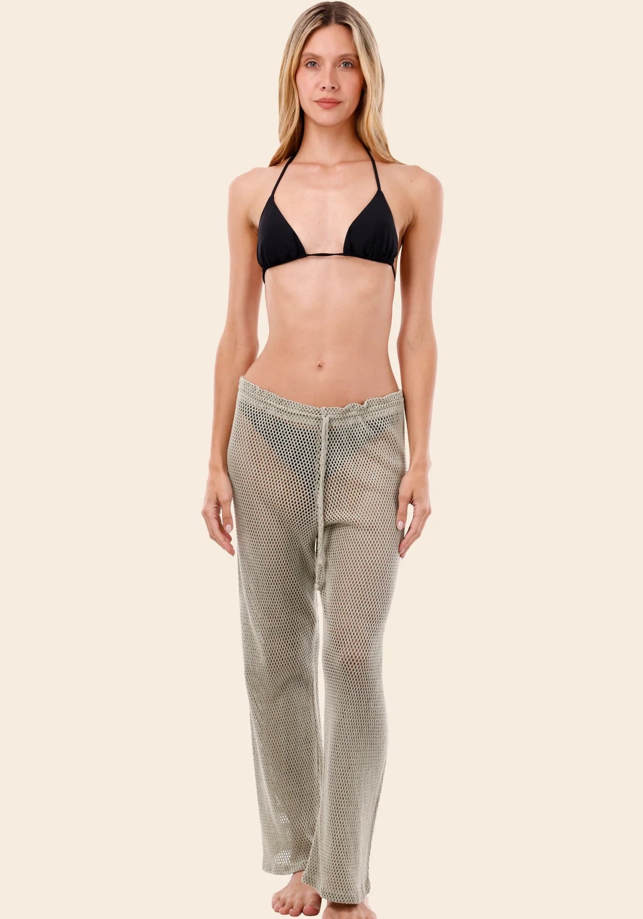 Open knit crochet pants