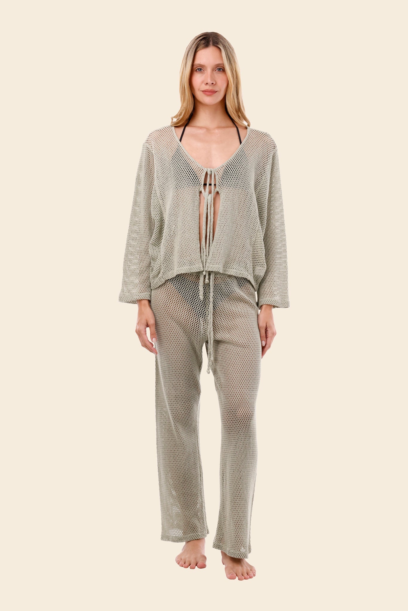 Open knit crochet pants