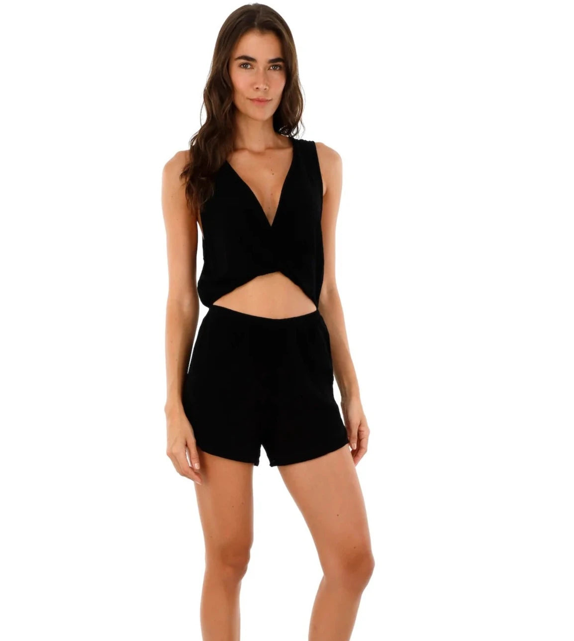 Black Cutout Front Romper