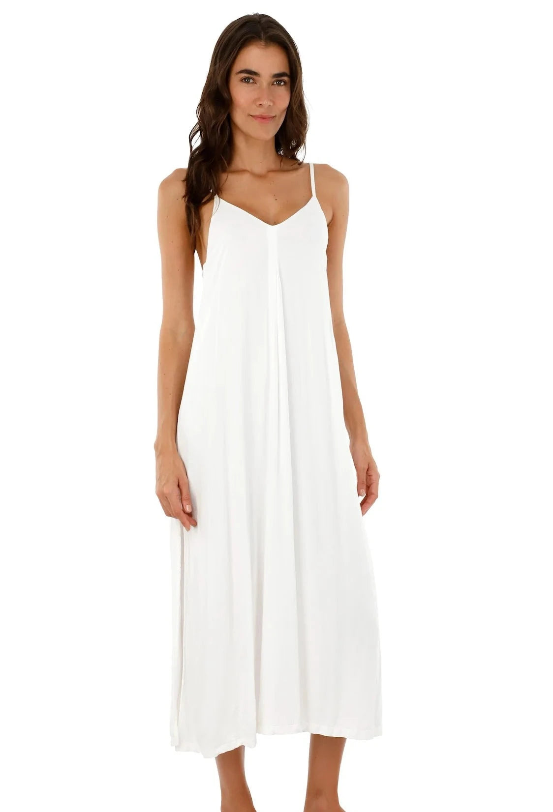 White midi length v-neck dress
