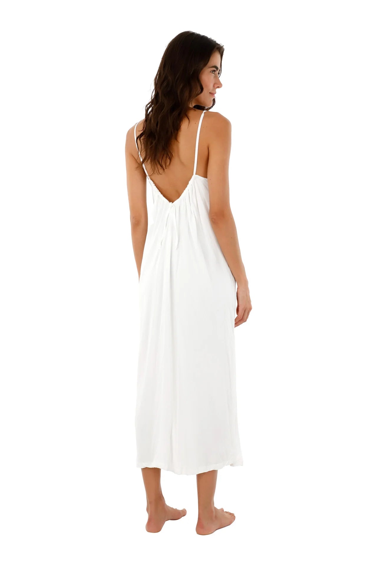 White midi length v-neck dress