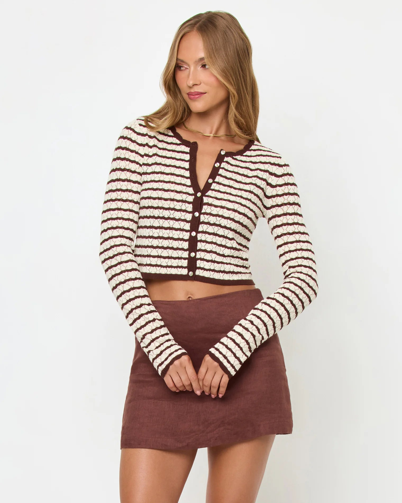 Knit cardigan with stripes