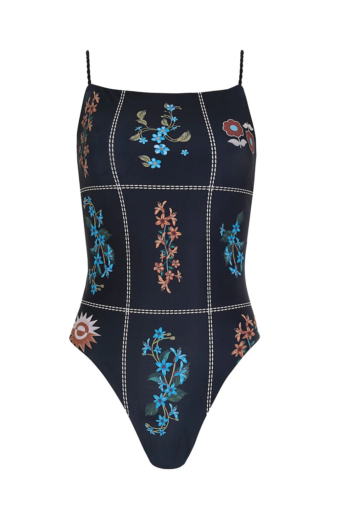 Reversible one piece with a low back and Latin cut in floral print