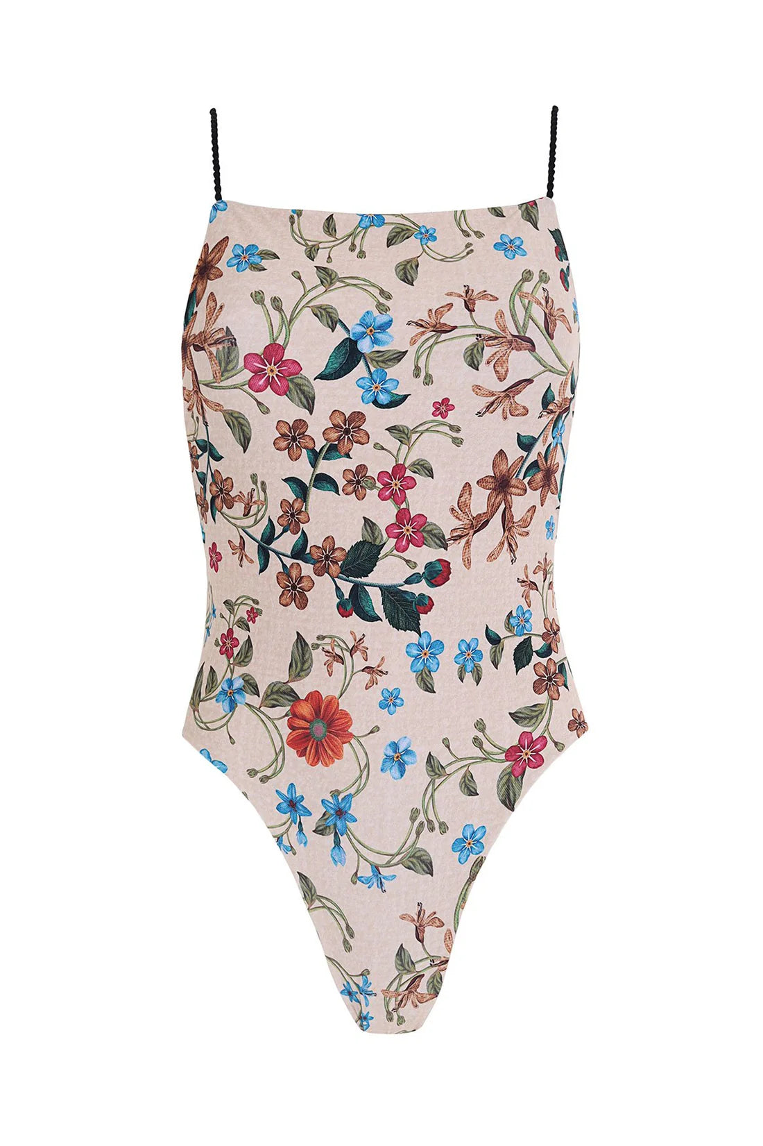 Reversible one piece with a low back and Latin cut in floral print