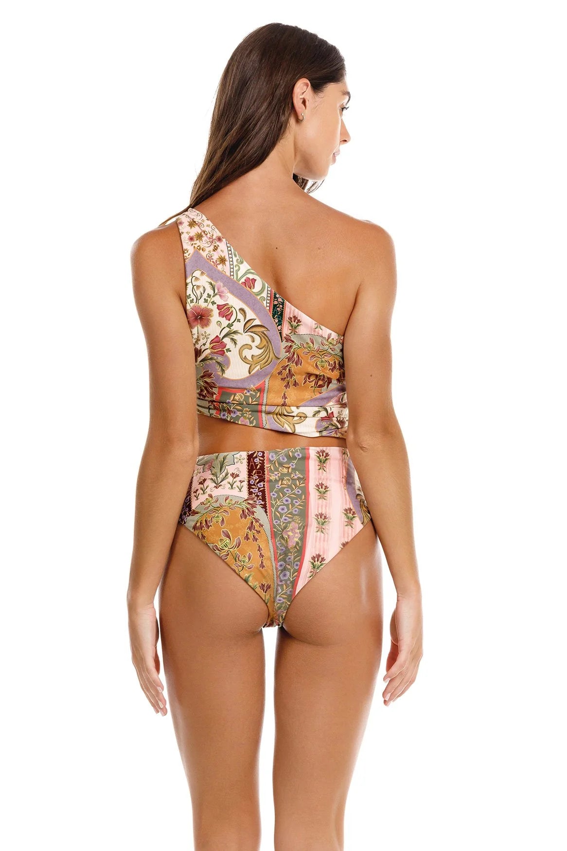 Colorful one shoulder one piece with a cutout