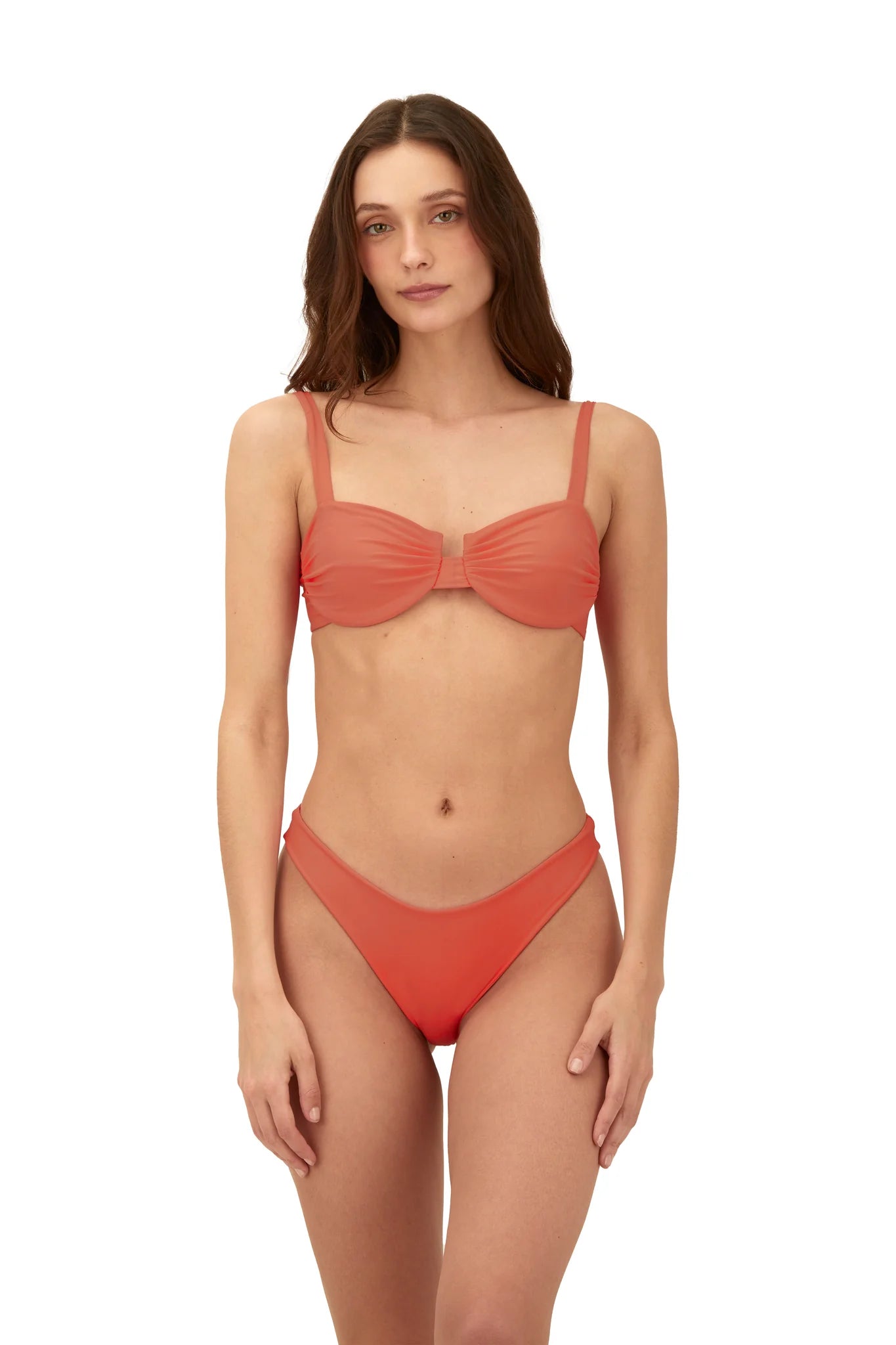 Underwire top with adjustable straps in tangerine