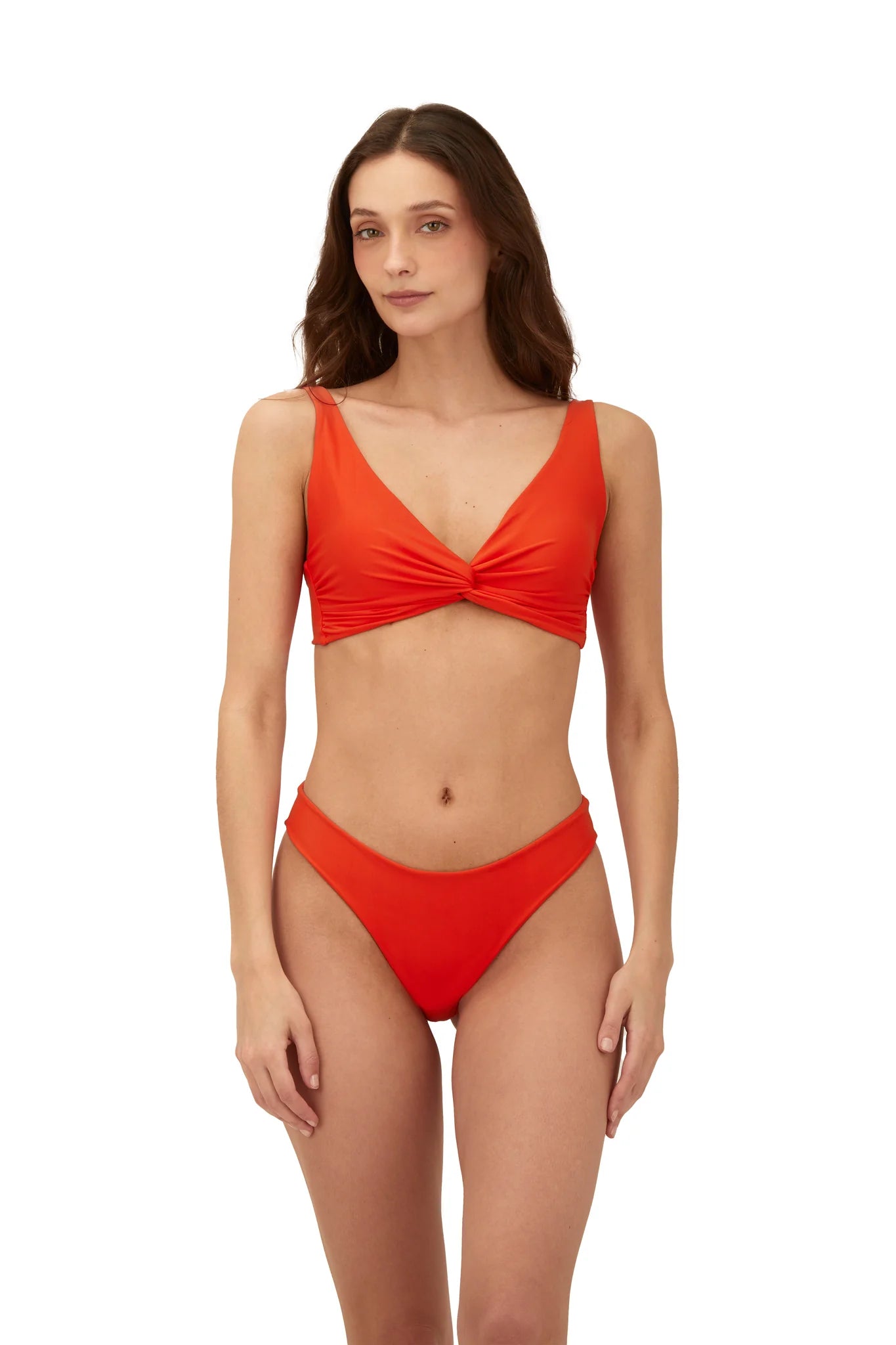 Medium coverage bottom with a mid rise fit in tangerine