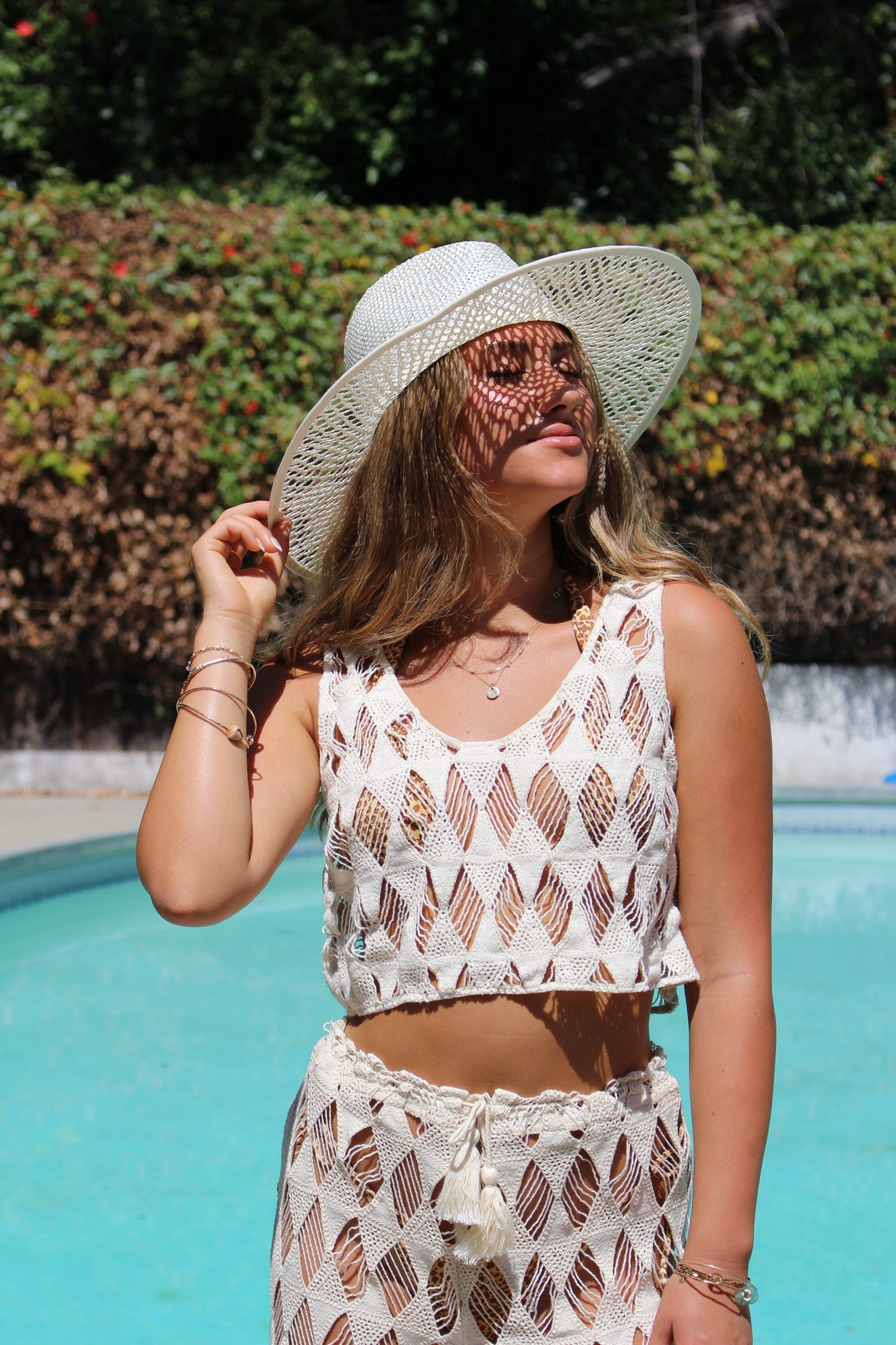 Cropped semi sheer coverup tank top