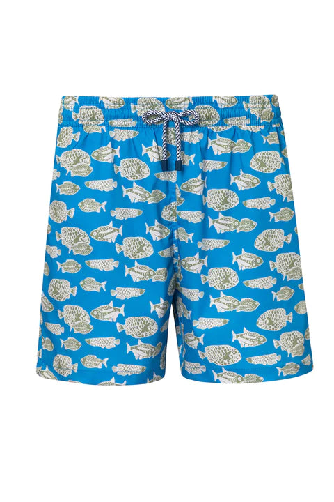 Kid's Fish Print Swim Trunks