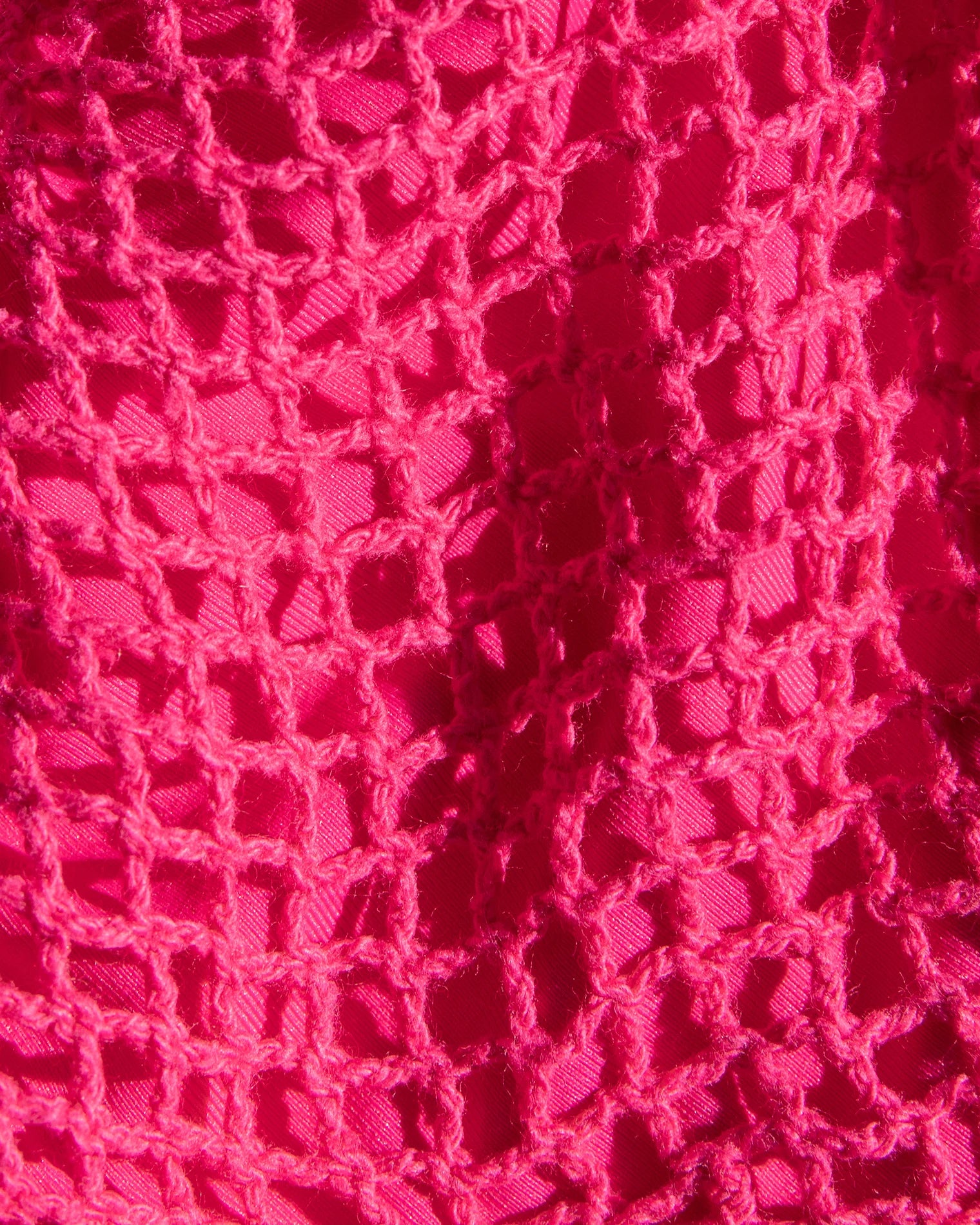 Adjustable hot pink triangle top with crochet overlay