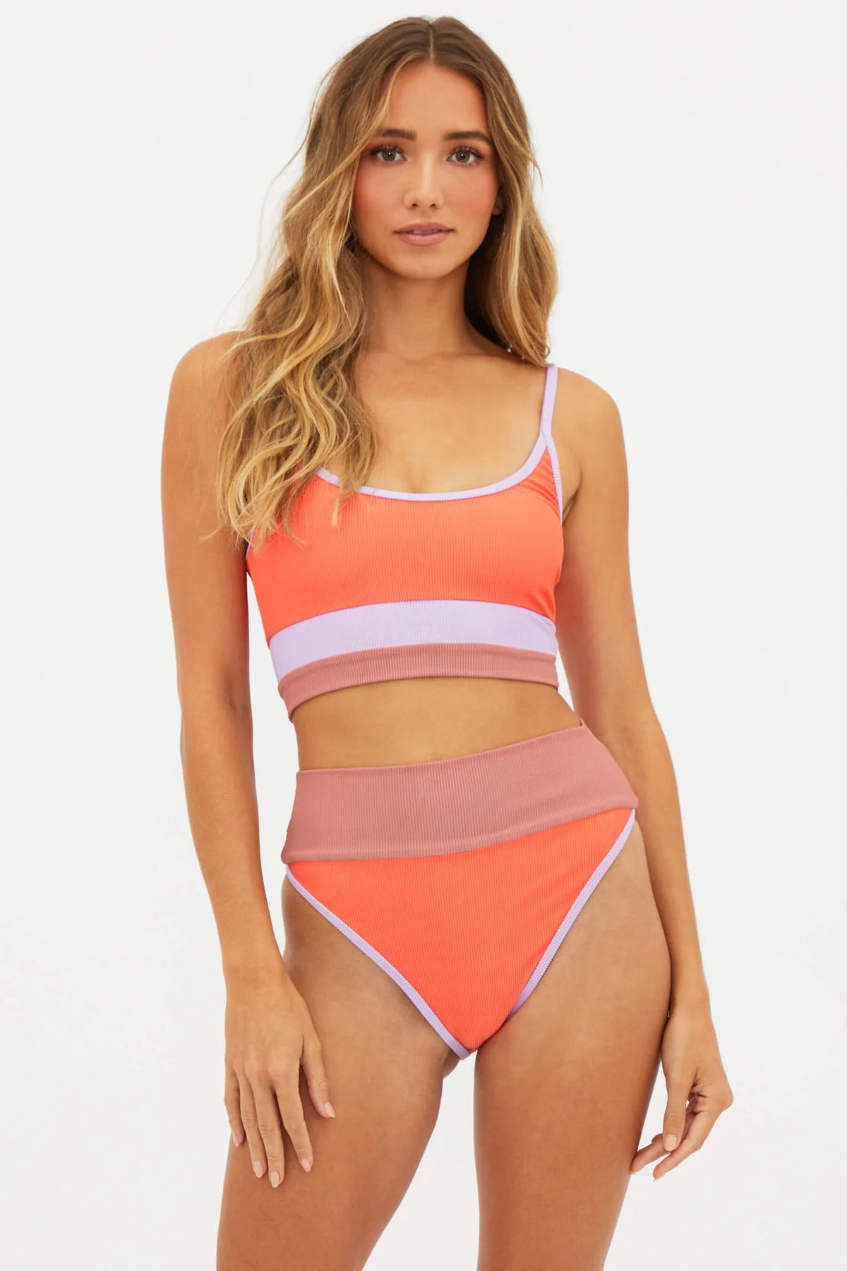 Ribbed Color Block High Waist Bottom