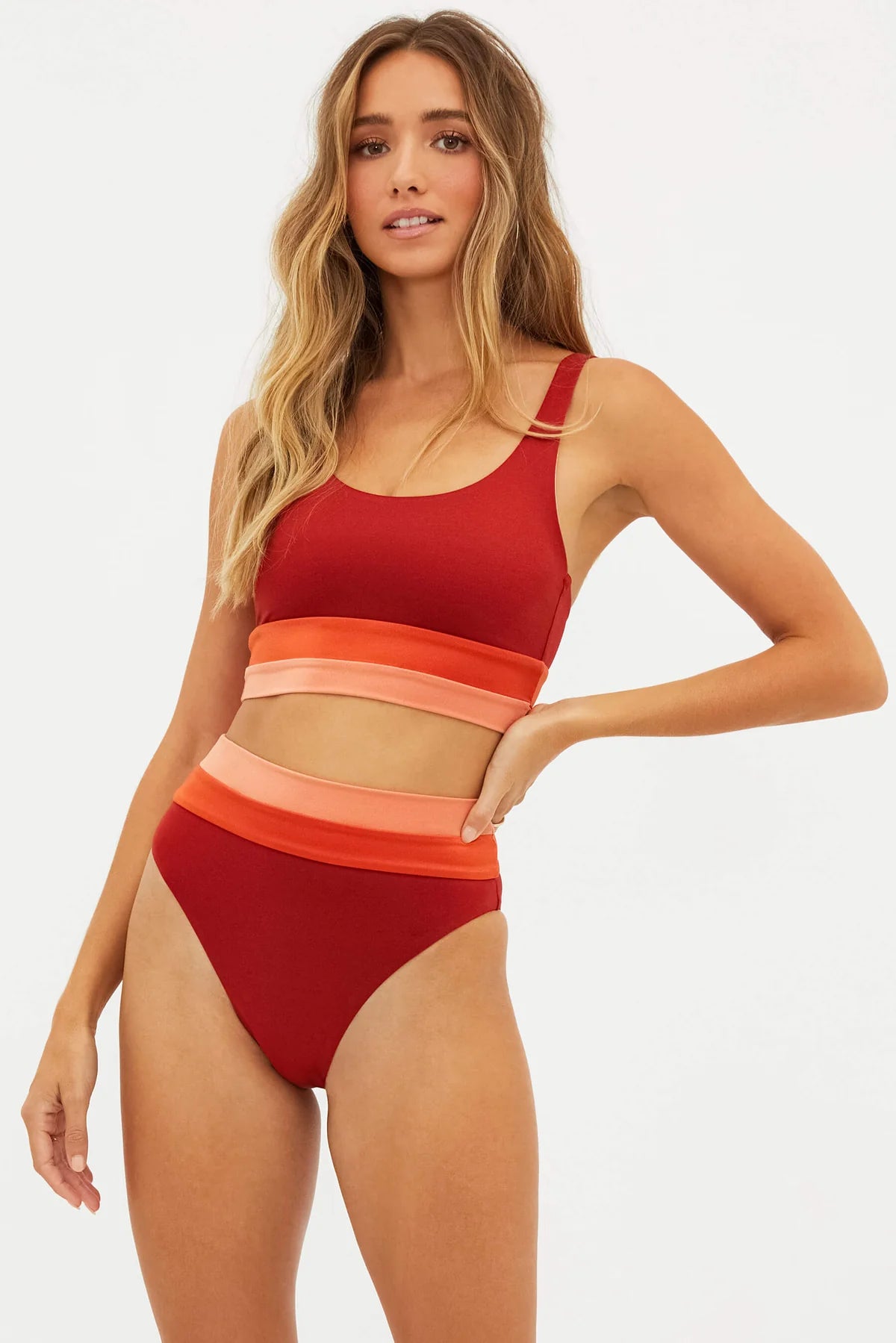 Sporty Scoop Neck Color Block Top