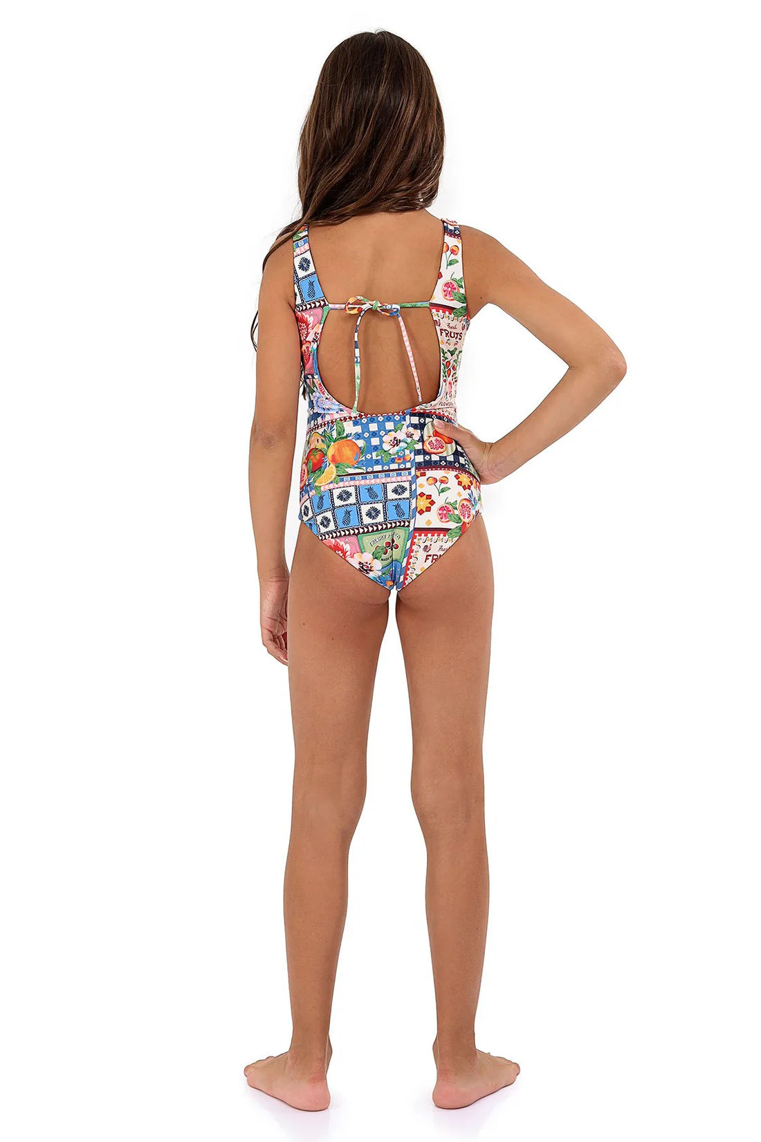 Girls reversible floral print one piece
