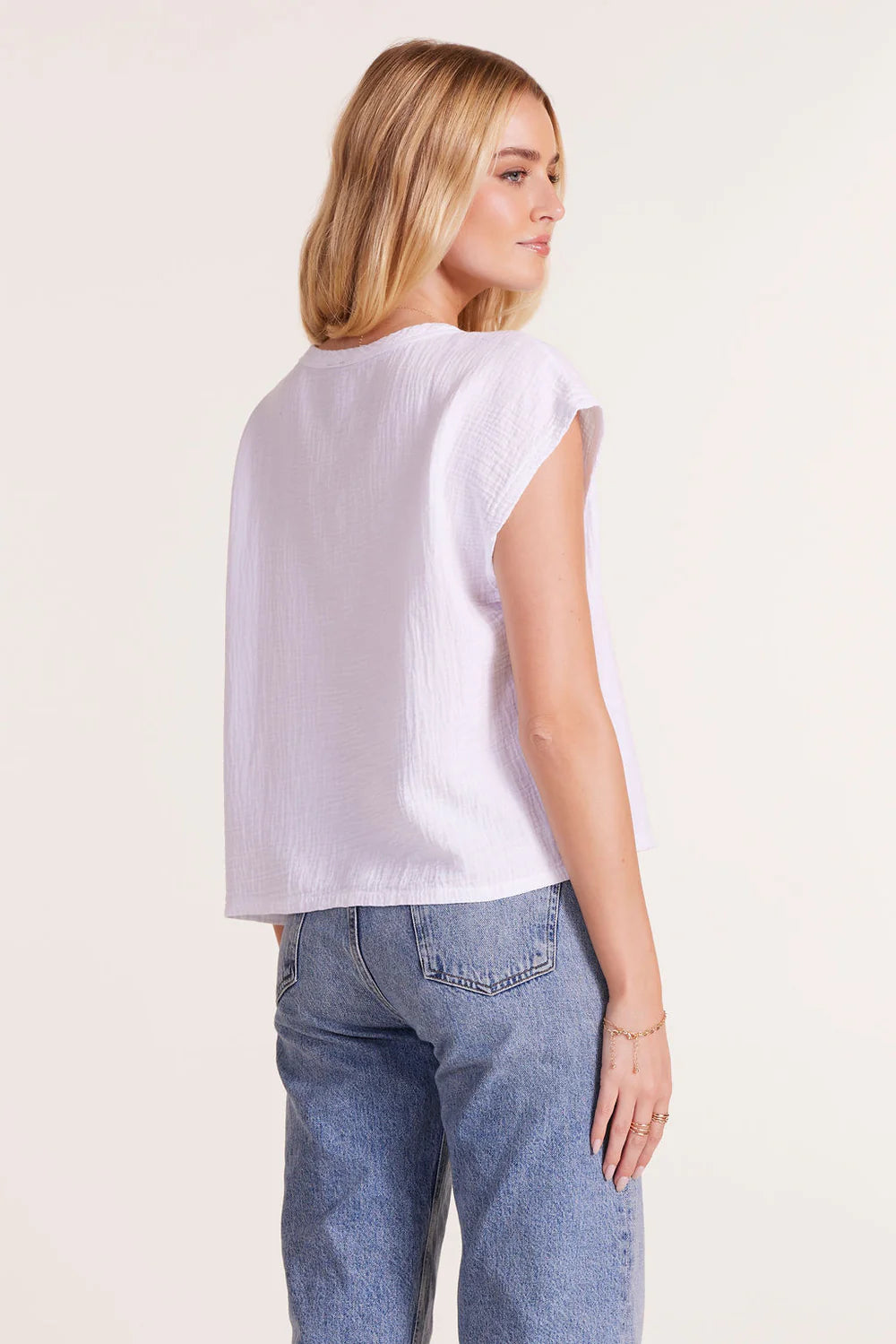Cotton gauze T-shirt in white