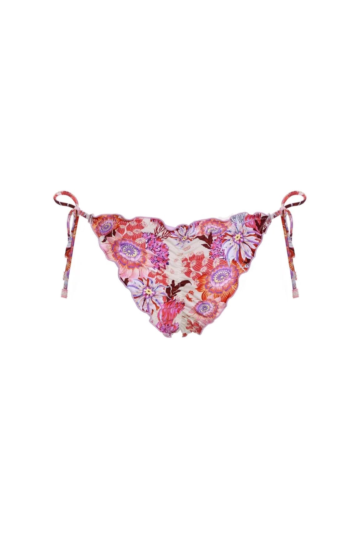 Floral Print Ruffled Edge Tie Side Bottom