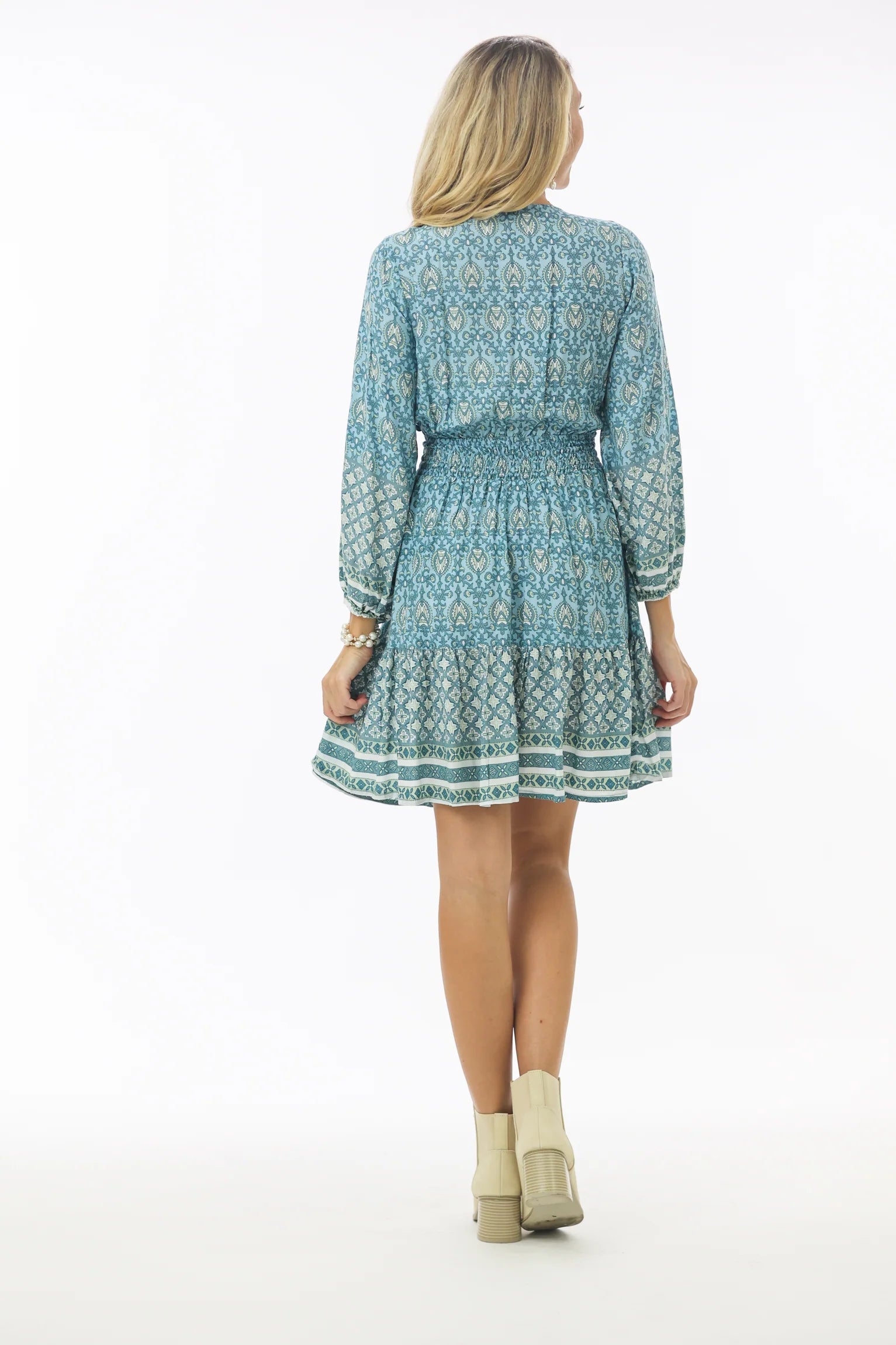 Printed Tie Front Mini Dress