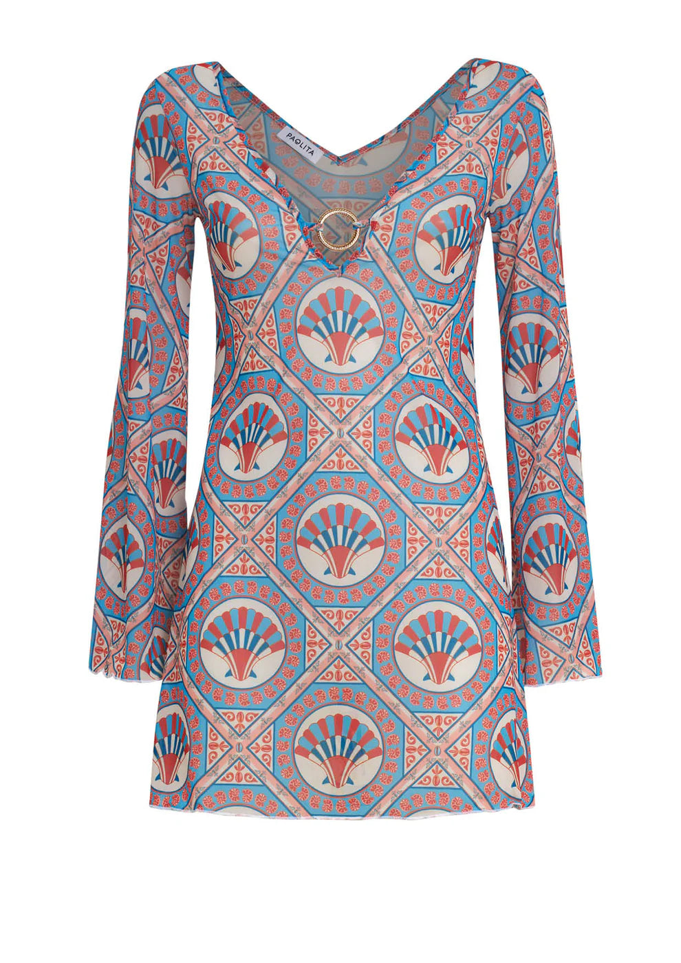 Long sleeve mesh mini dress