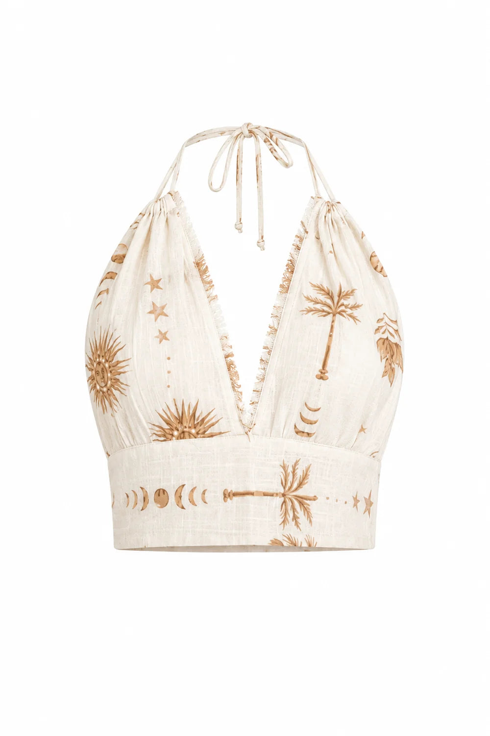 Crop top with v-neckline in celestial print