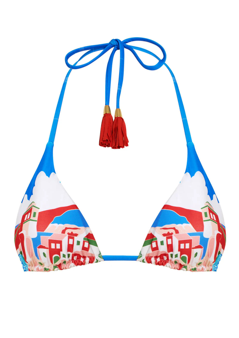 Multicolor print triangle bikini top