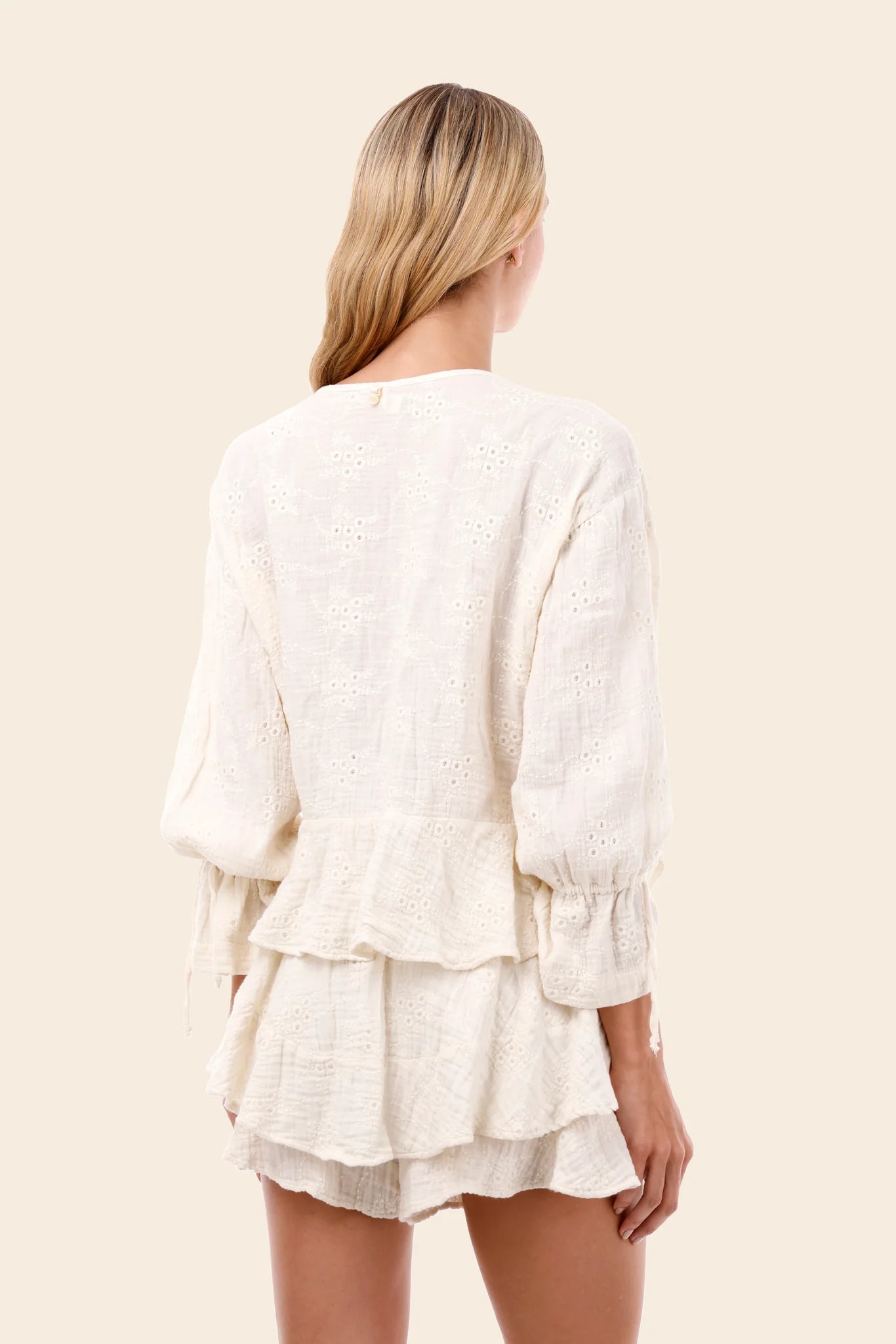 White cotton mini skort