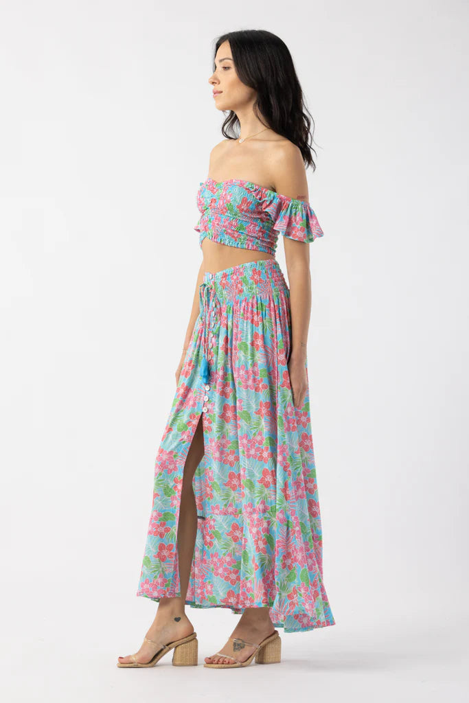 Floral Print Smocked Crop Top