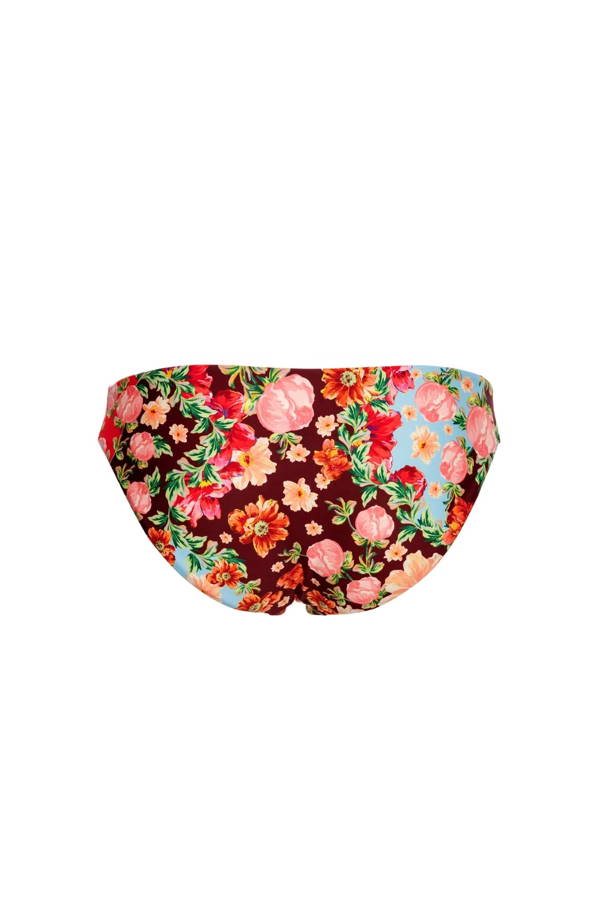 Multicolor floral print bottom that reverses with a low rise fit