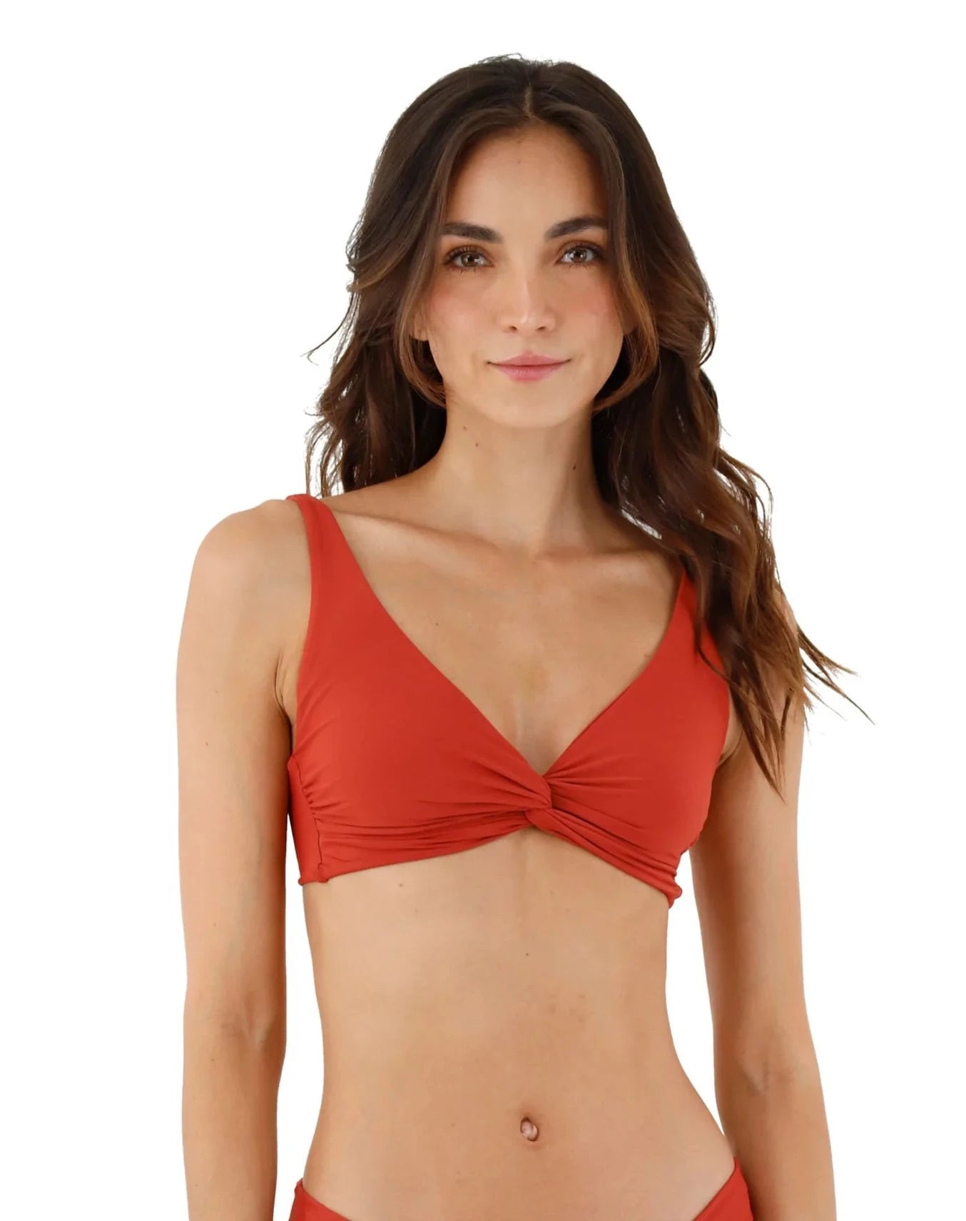 Supportive knot front top in dark red