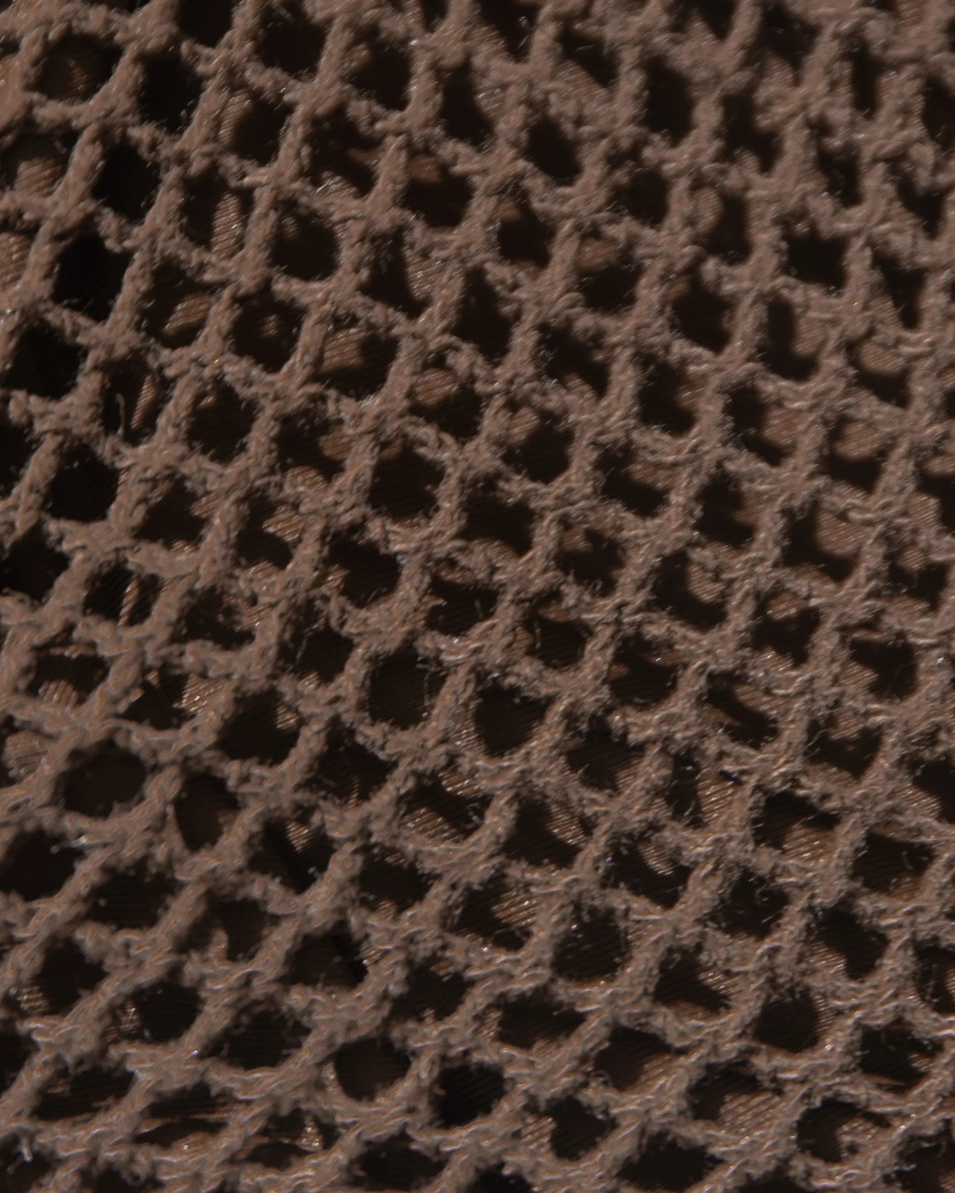 Brown tie side bikini bottom with crochet overlay