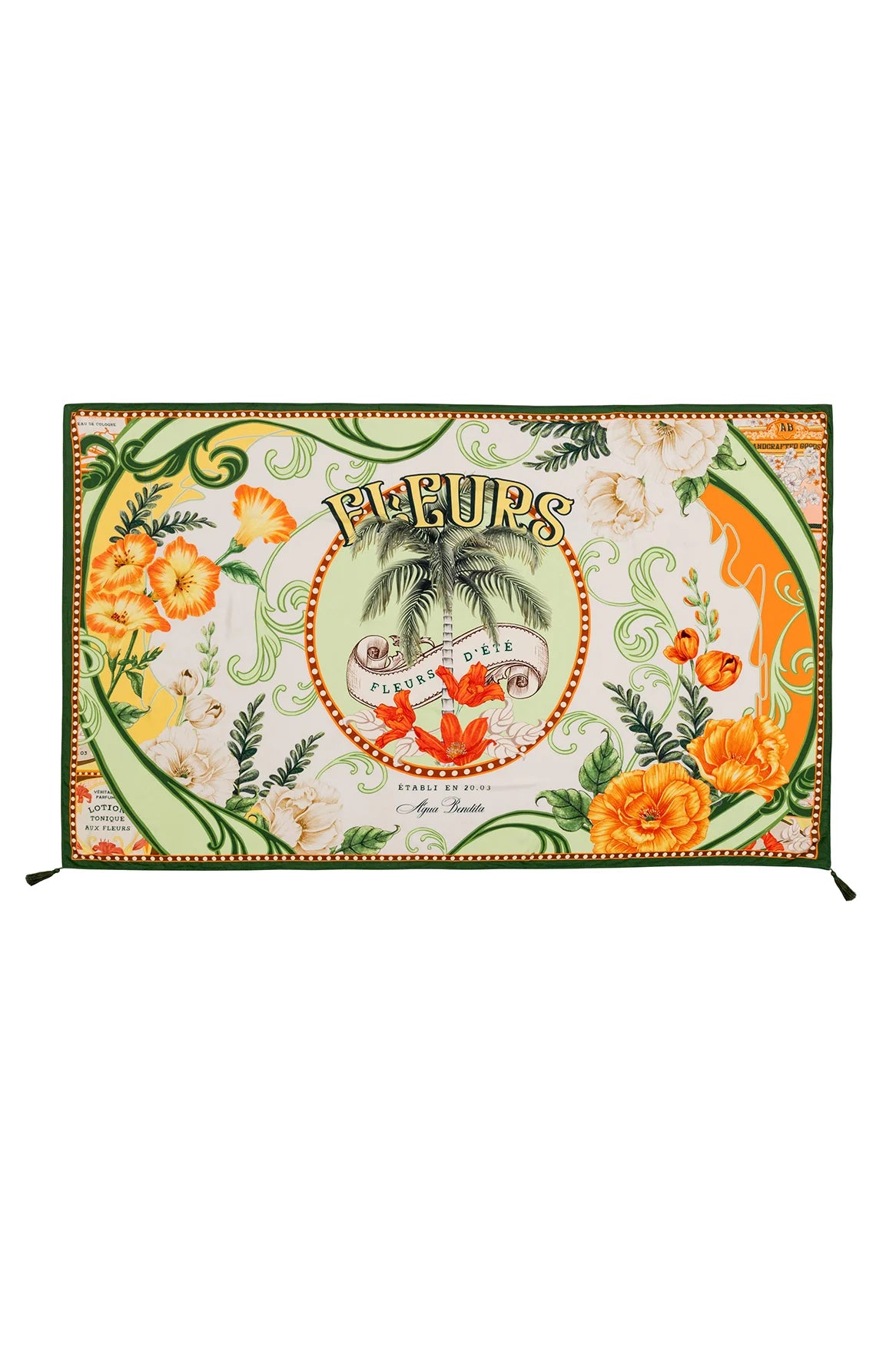 Long tasseled sarong in a vibrant tropical print