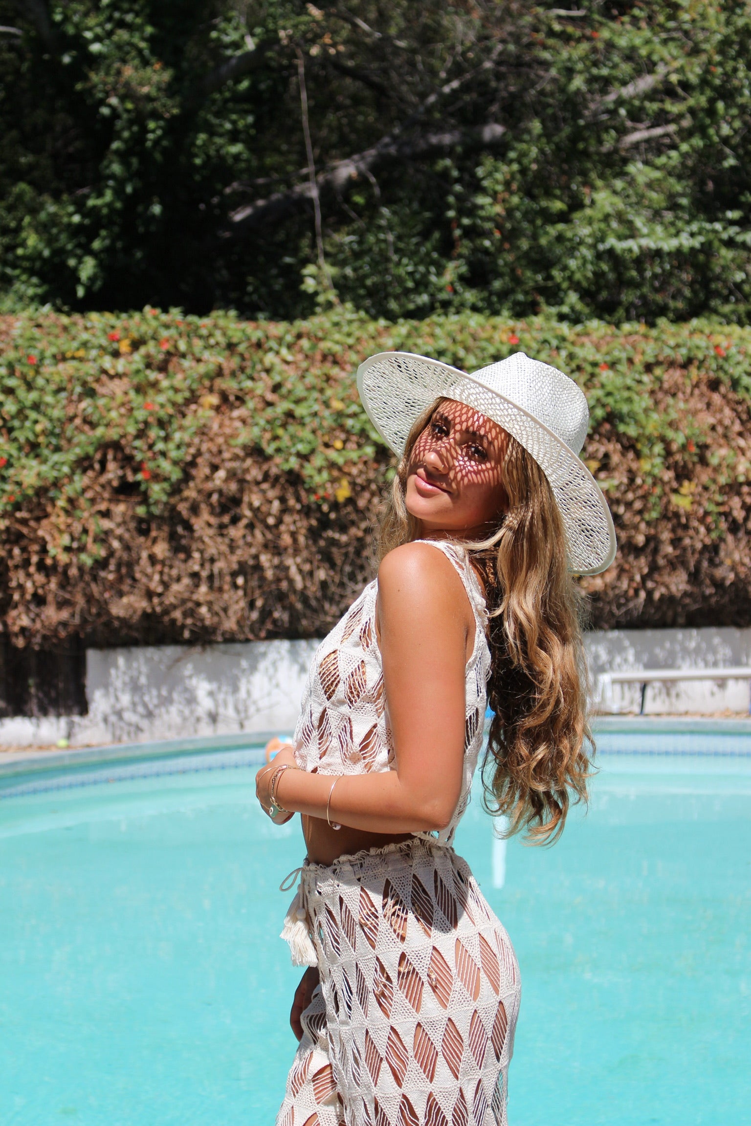 Cropped semi sheer coverup tank top