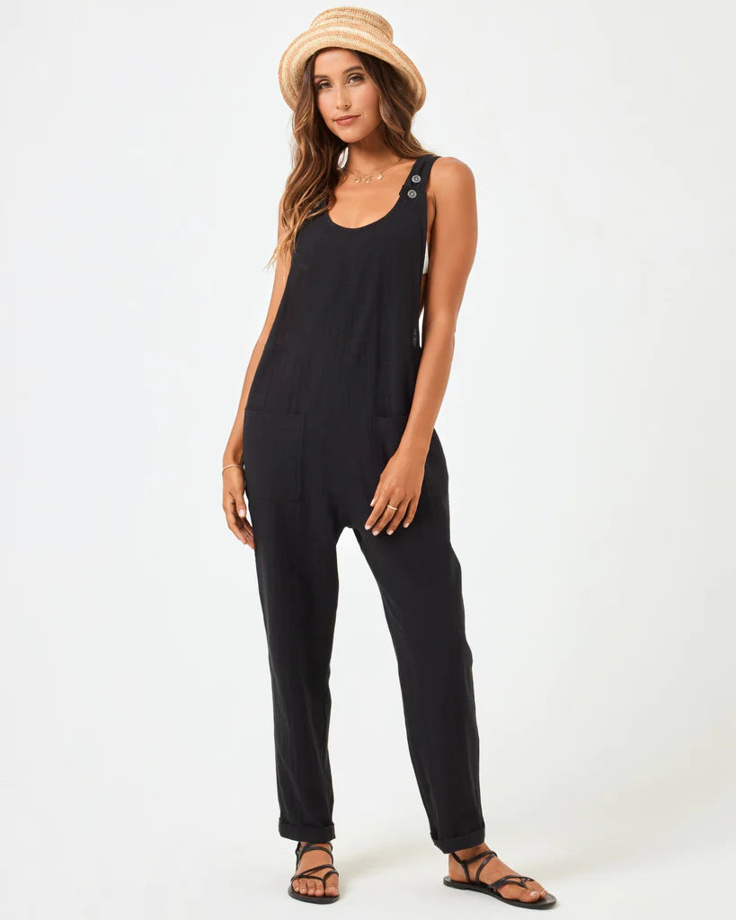 Black Cotton Overalls