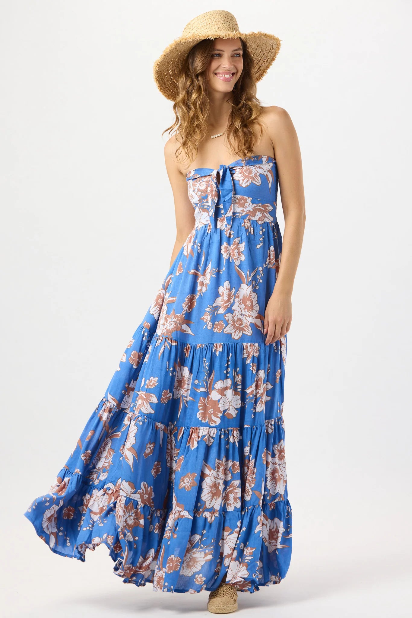 Long floral print one size maxi dress