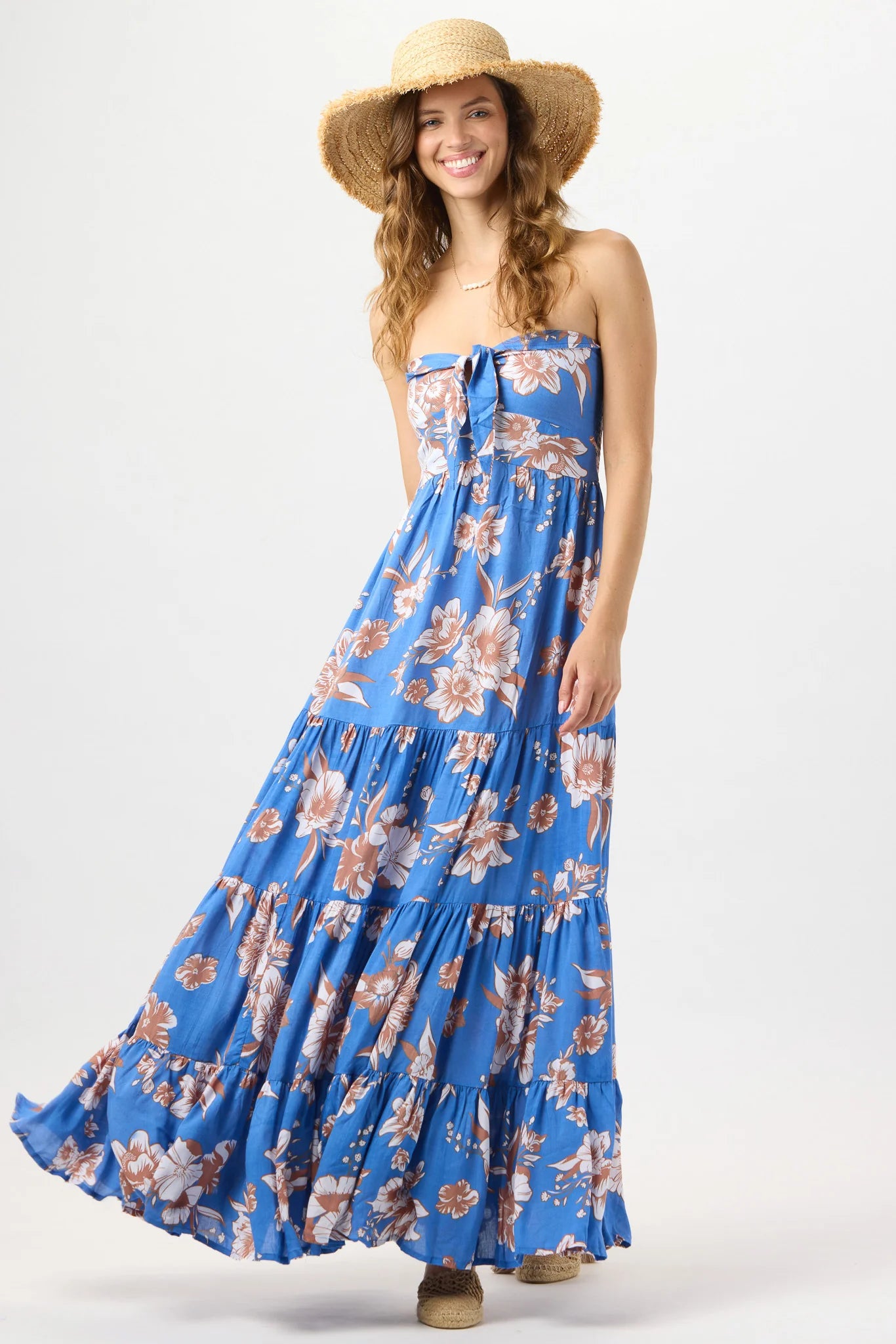 Long floral print one size maxi dress