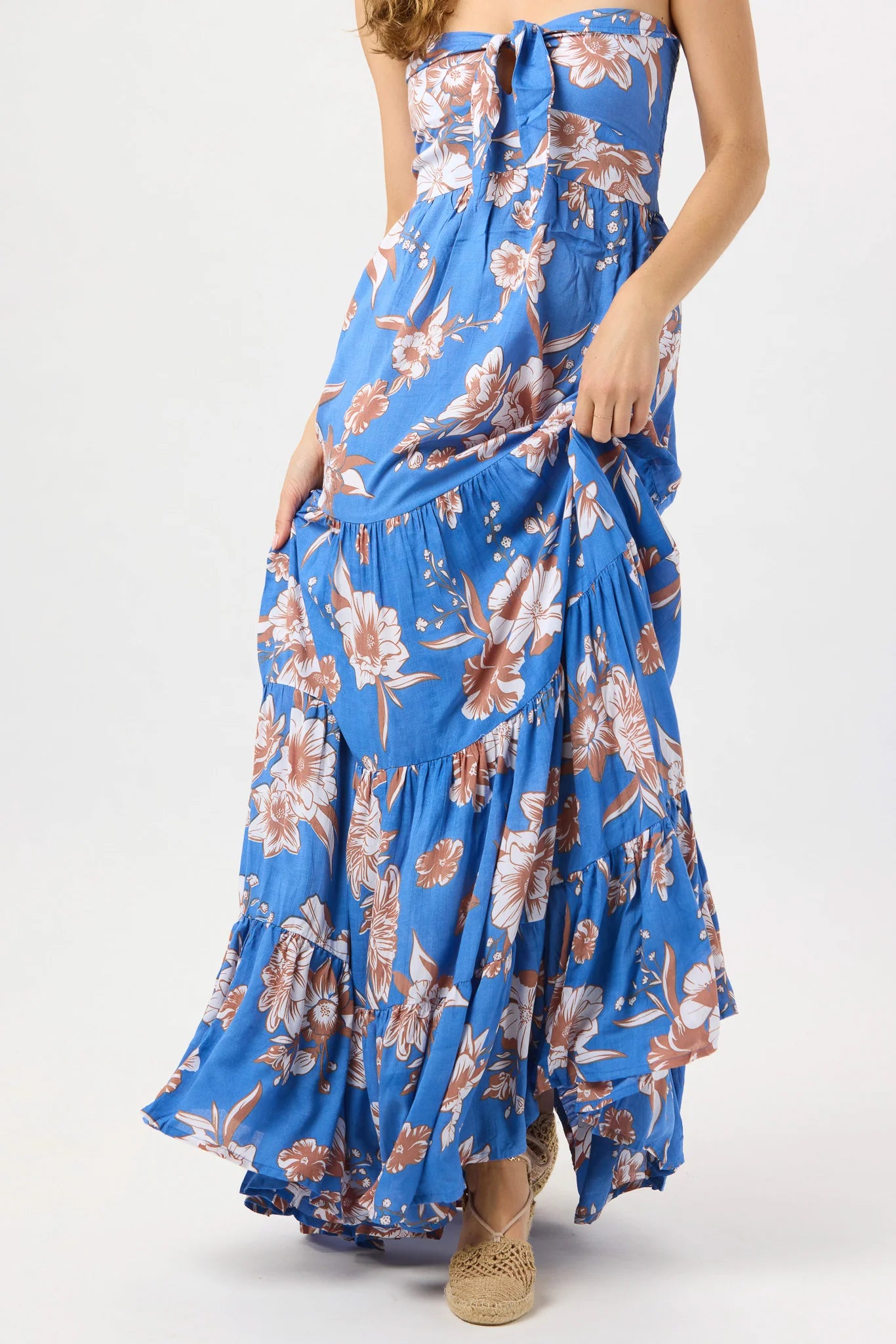 Long floral print one size maxi dress