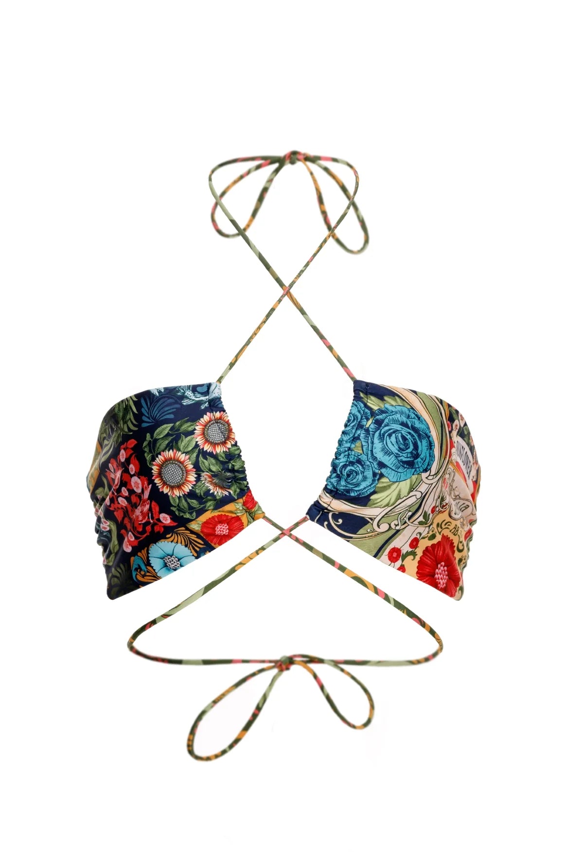 Multicolor floral print open bandeau top