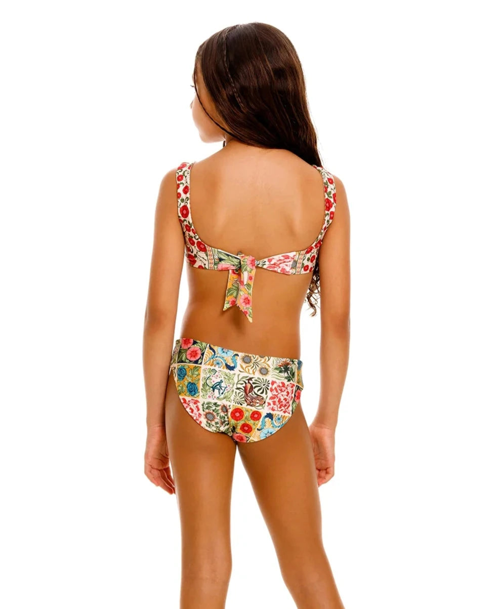 Kids' reversible two piece with a scoop neck top in floral print