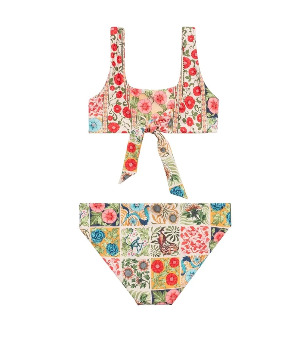 Kids' reversible two piece with a scoop neck top in floral print