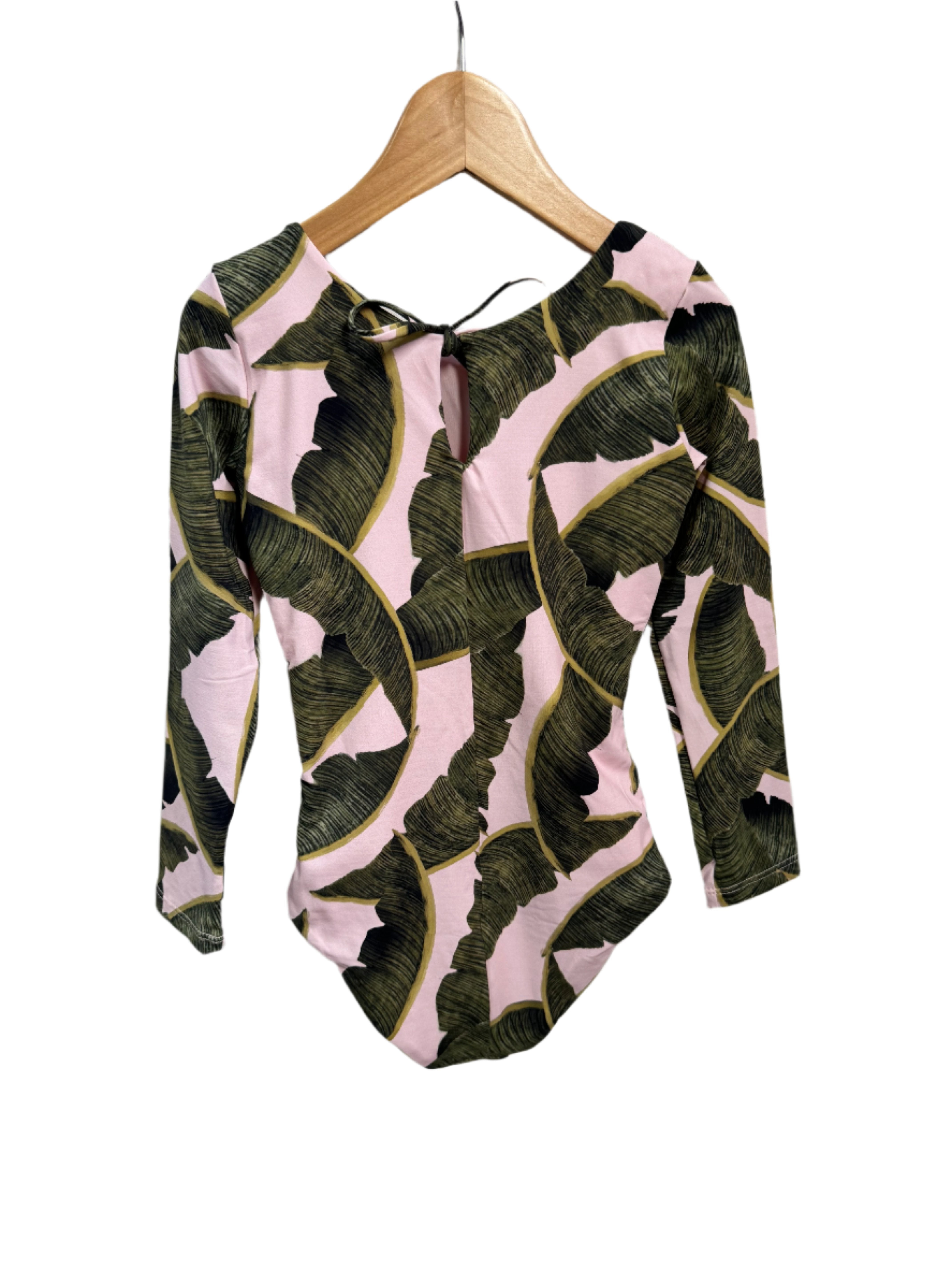 Girl's long sleeve palm leaf print one piece