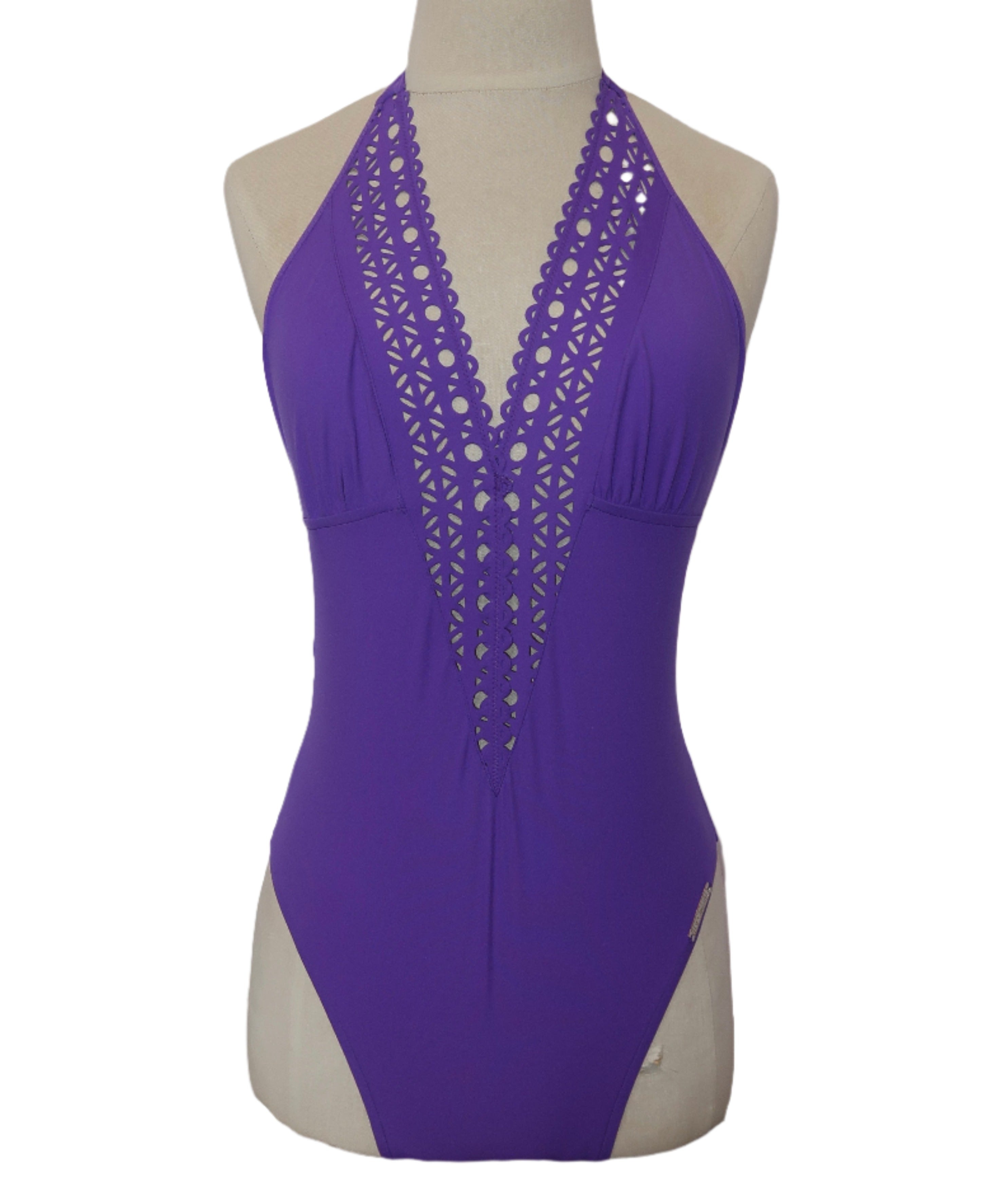 Plunging purple one piece