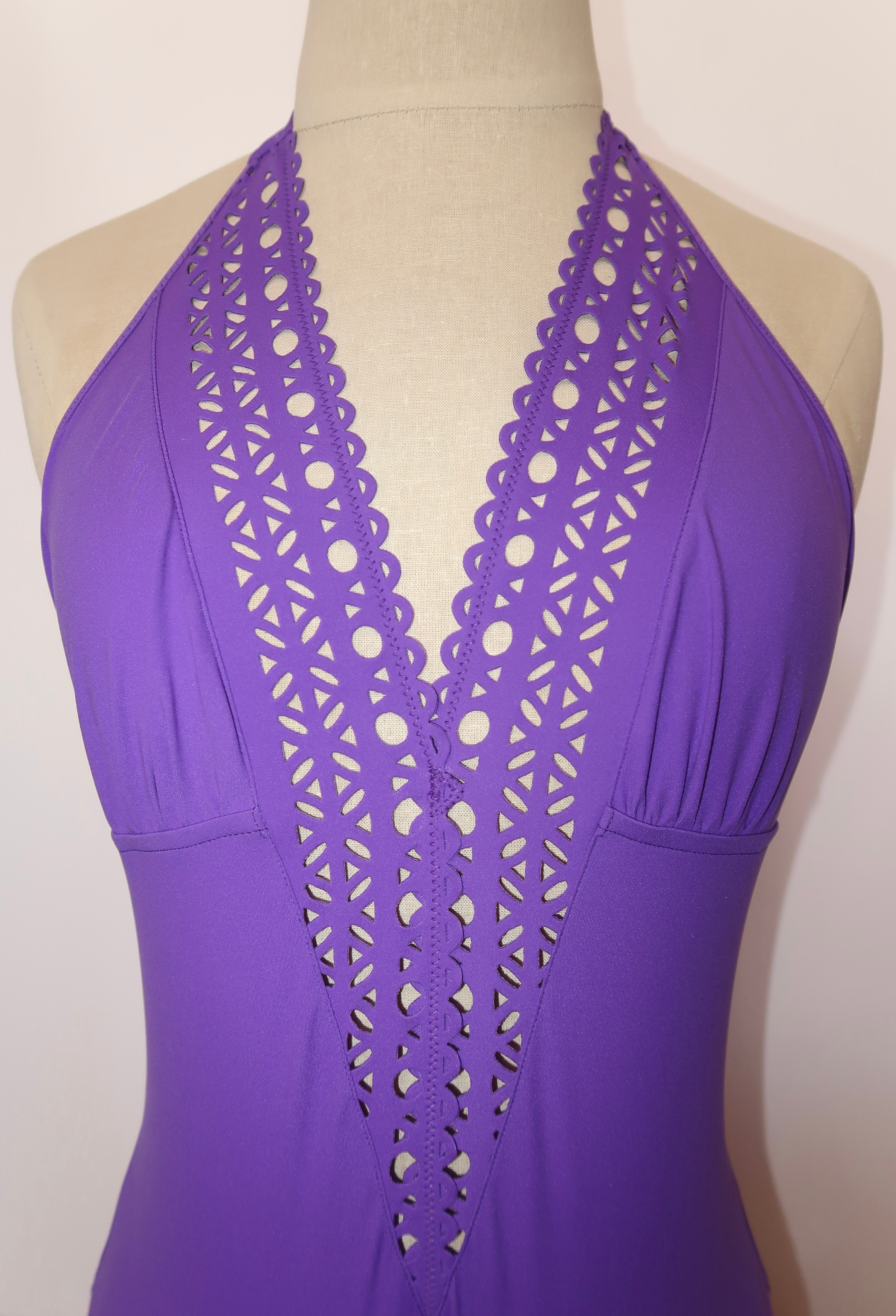 Plunging purple one piece