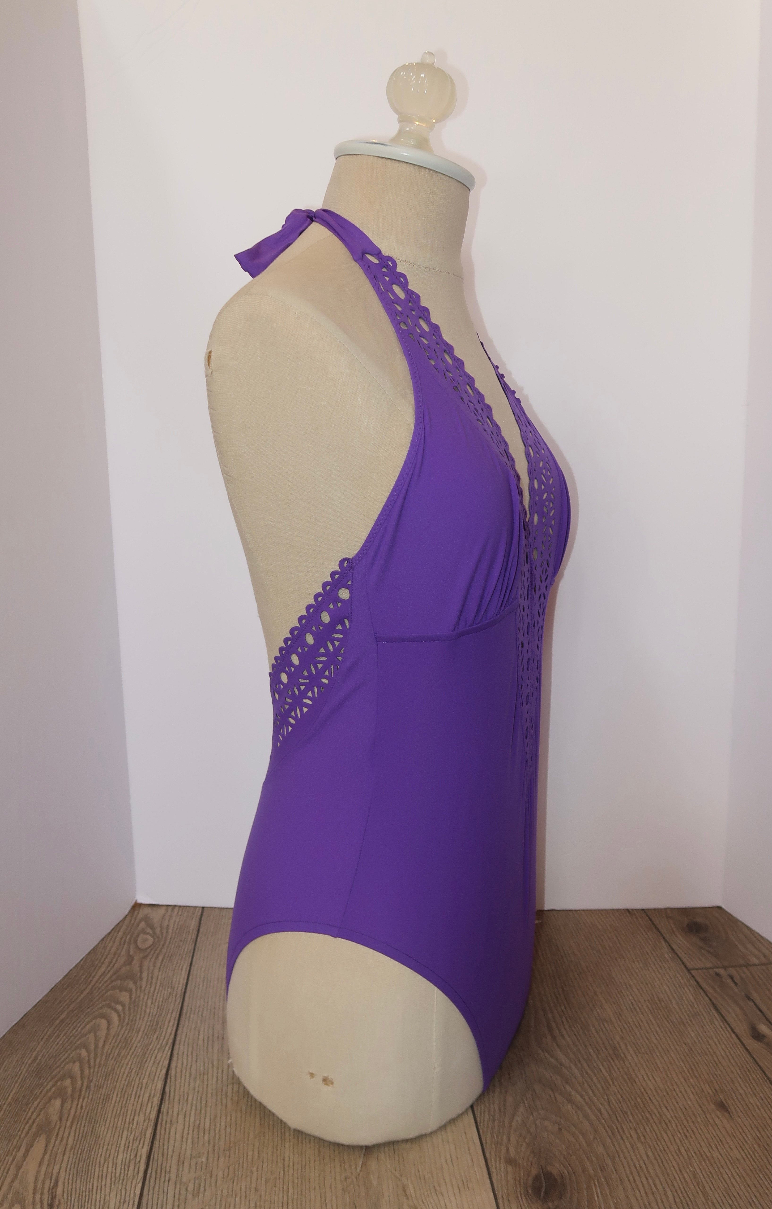 Plunging purple one piece