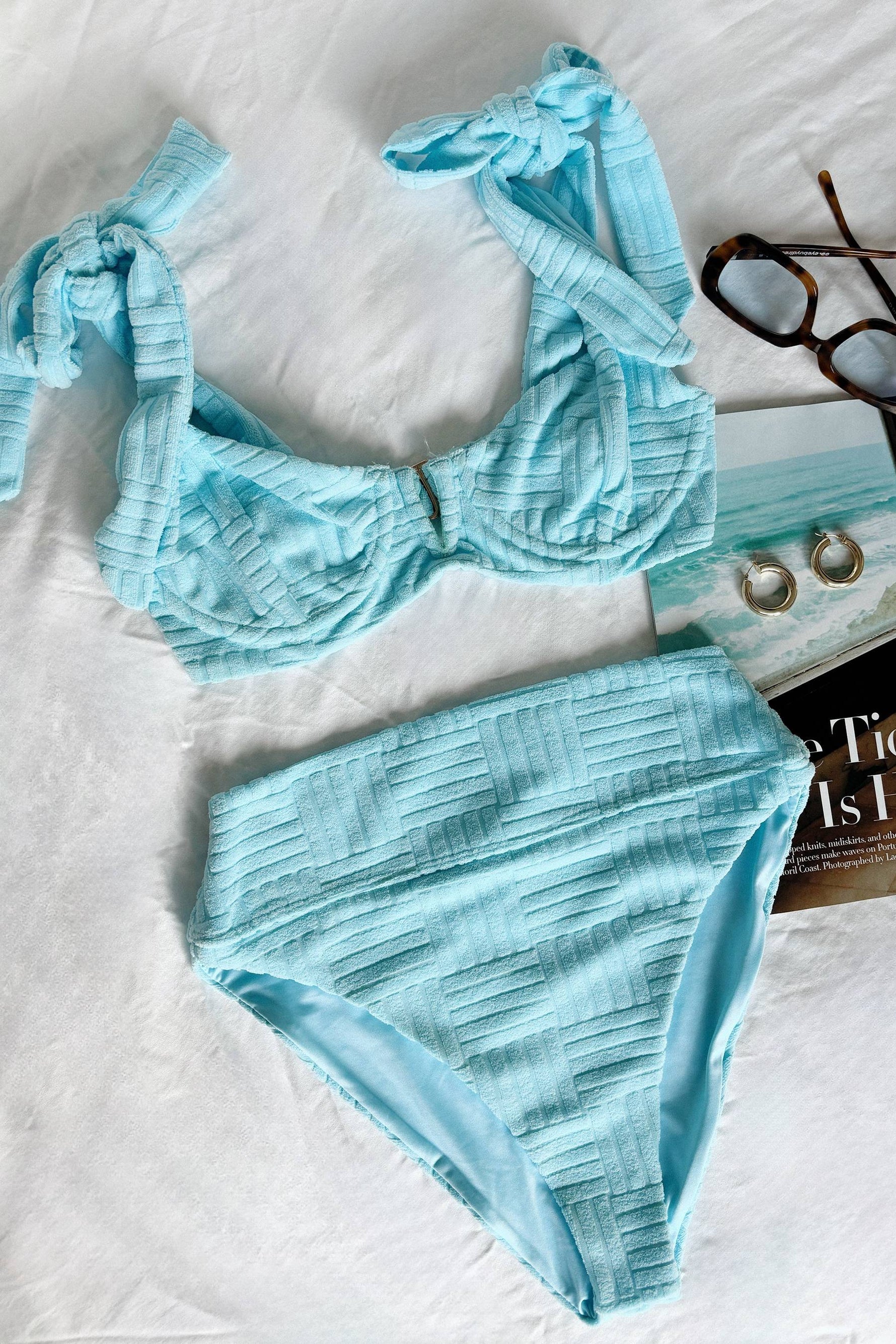 Light Blue Textured Underwire Top