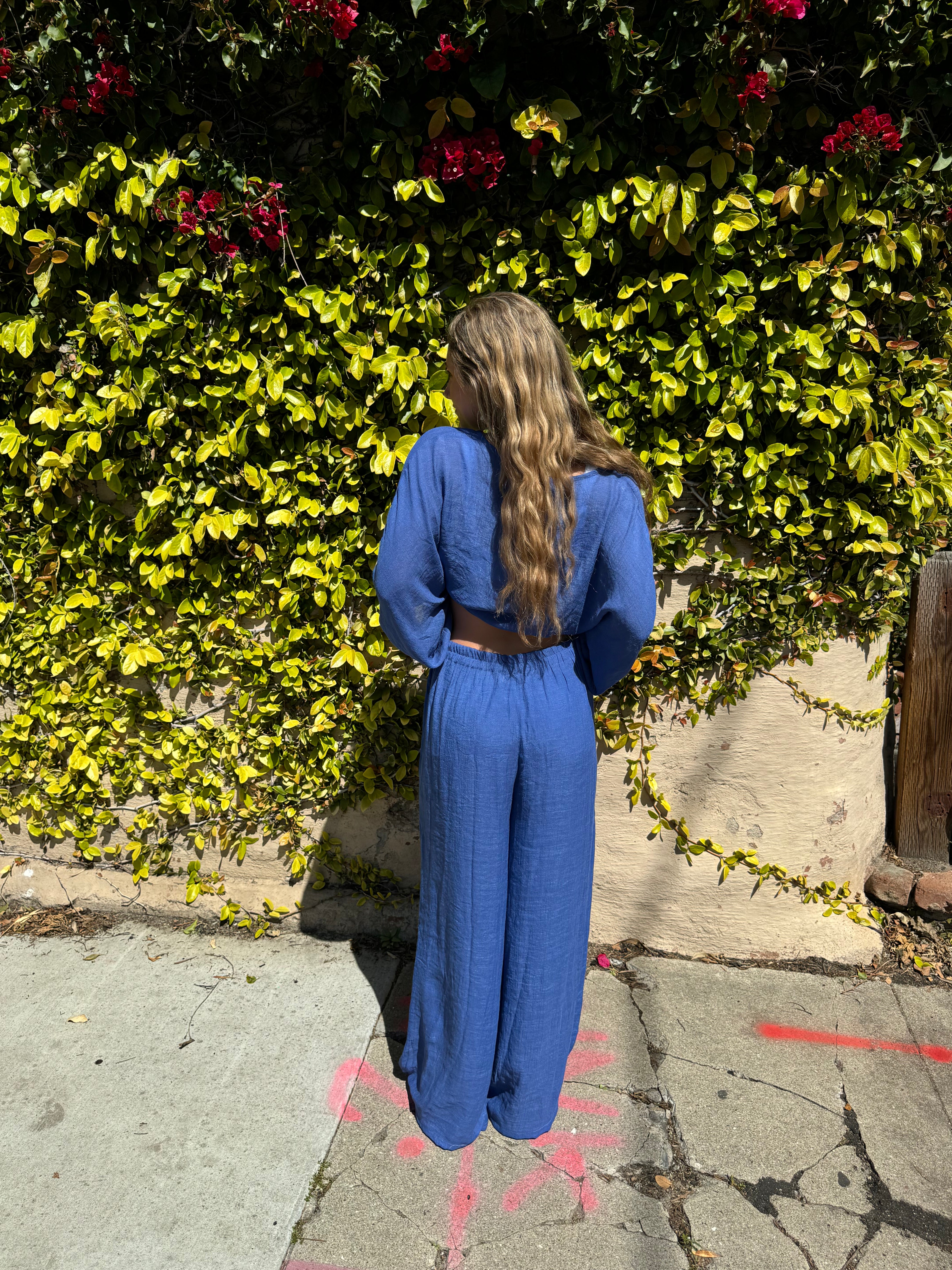 Flowy pants in Periwinkle.